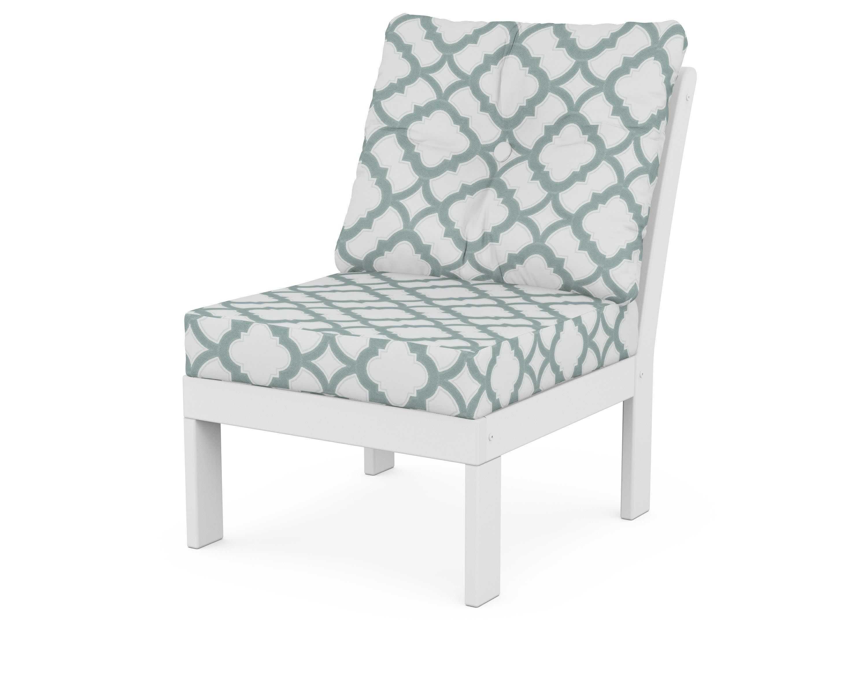 Vineyard Modular Armless Chair in White / Trellis Glacier Spa