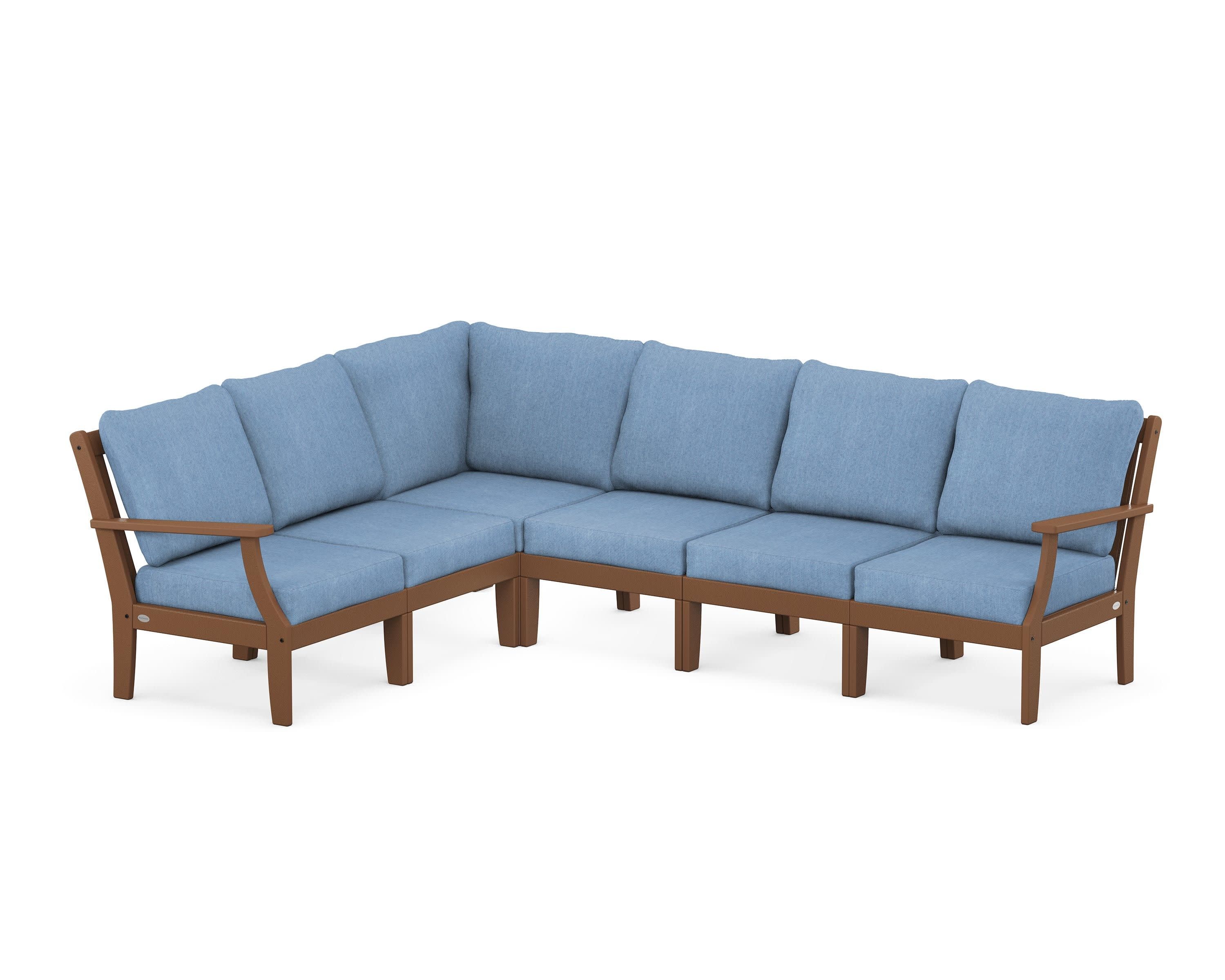 Braxton Modular 6-Piece Deep Seating Set in Teak / Sky Blue