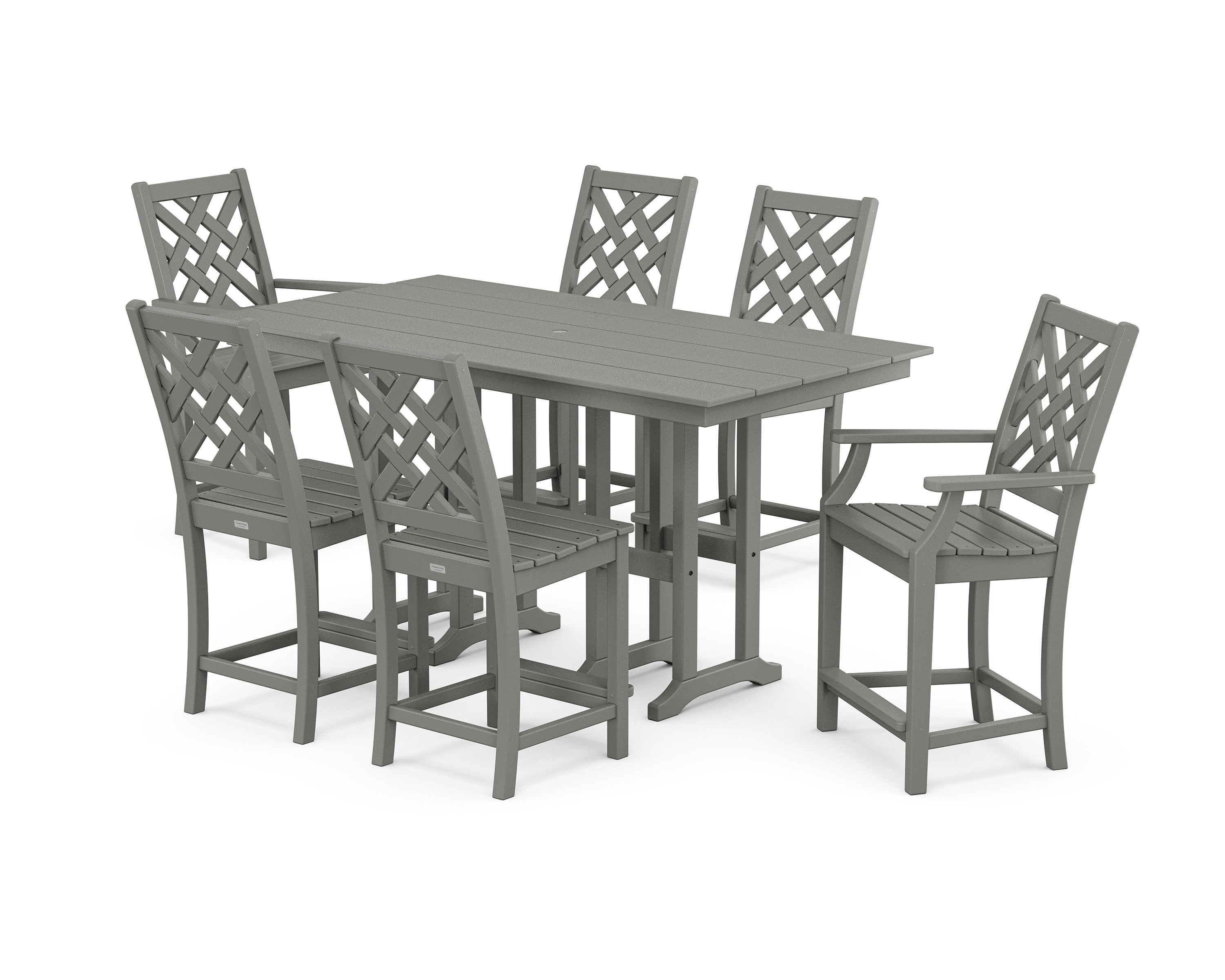 Wovendale 7-Piece Farmhouse Counter Set in Slate Grey