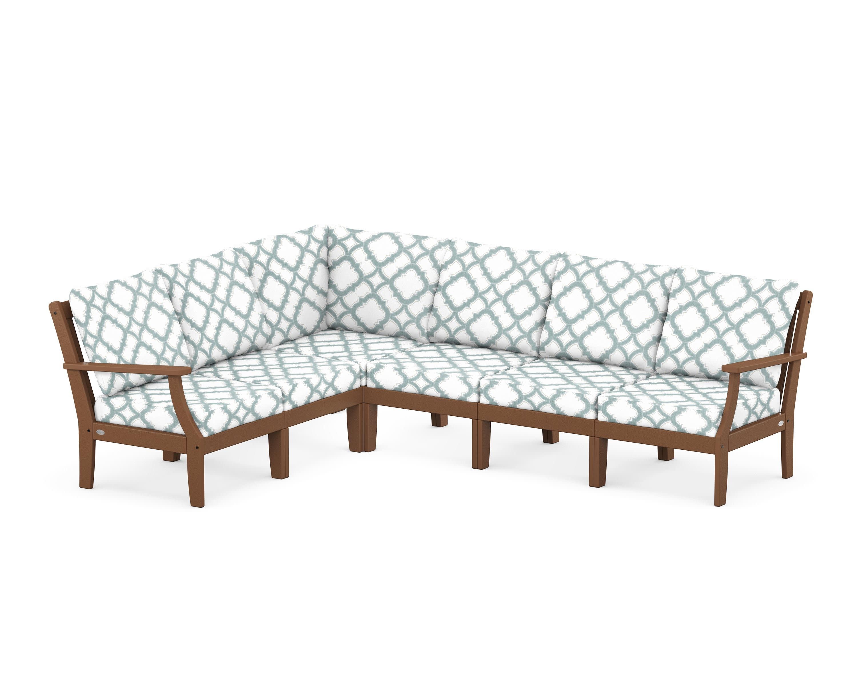 Braxton Modular 6-Piece Deep Seating Set in Teak / Trellis Glacier Spa