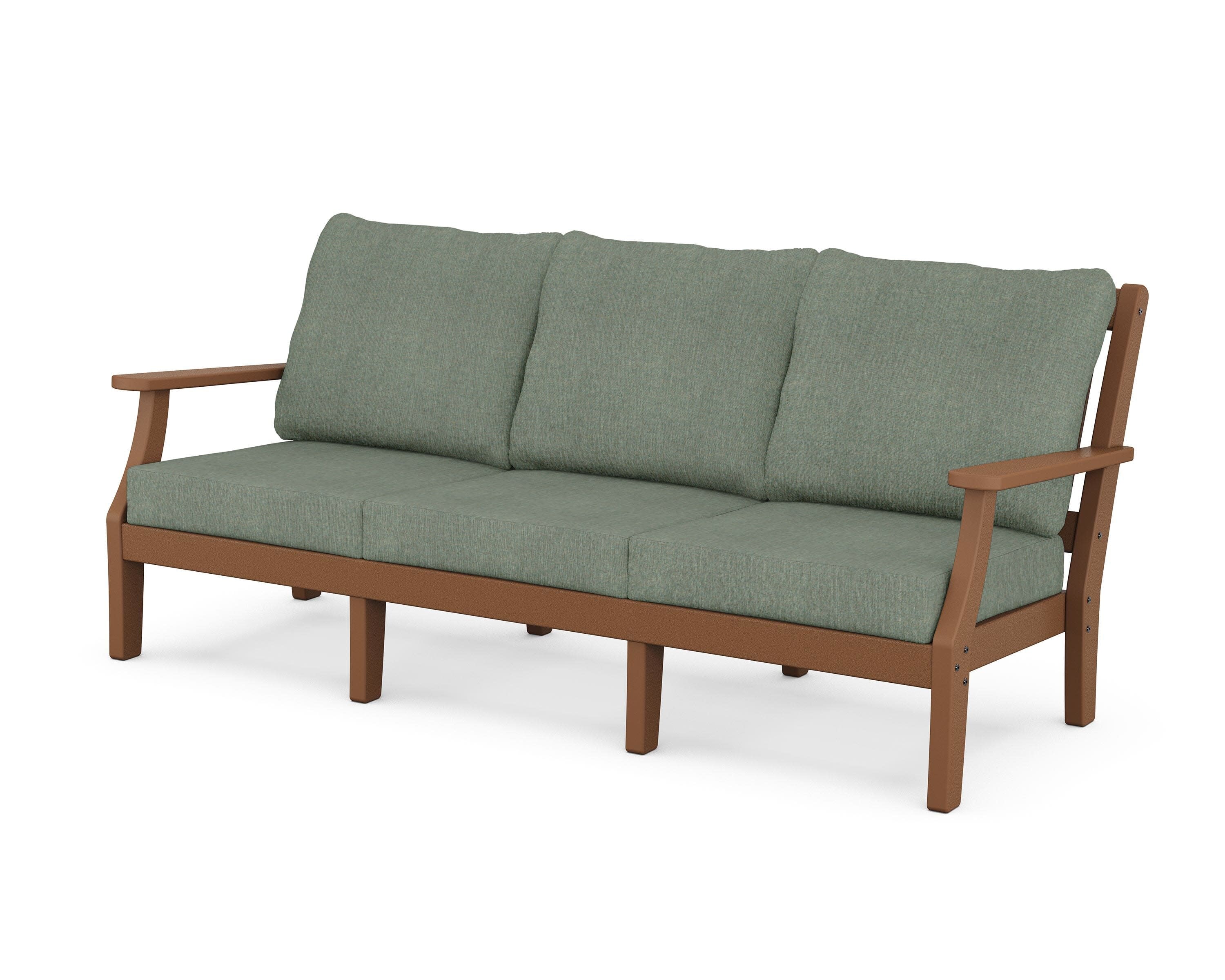 Chinoiserie Deep Seating Sofa in Teak / Cast Sage