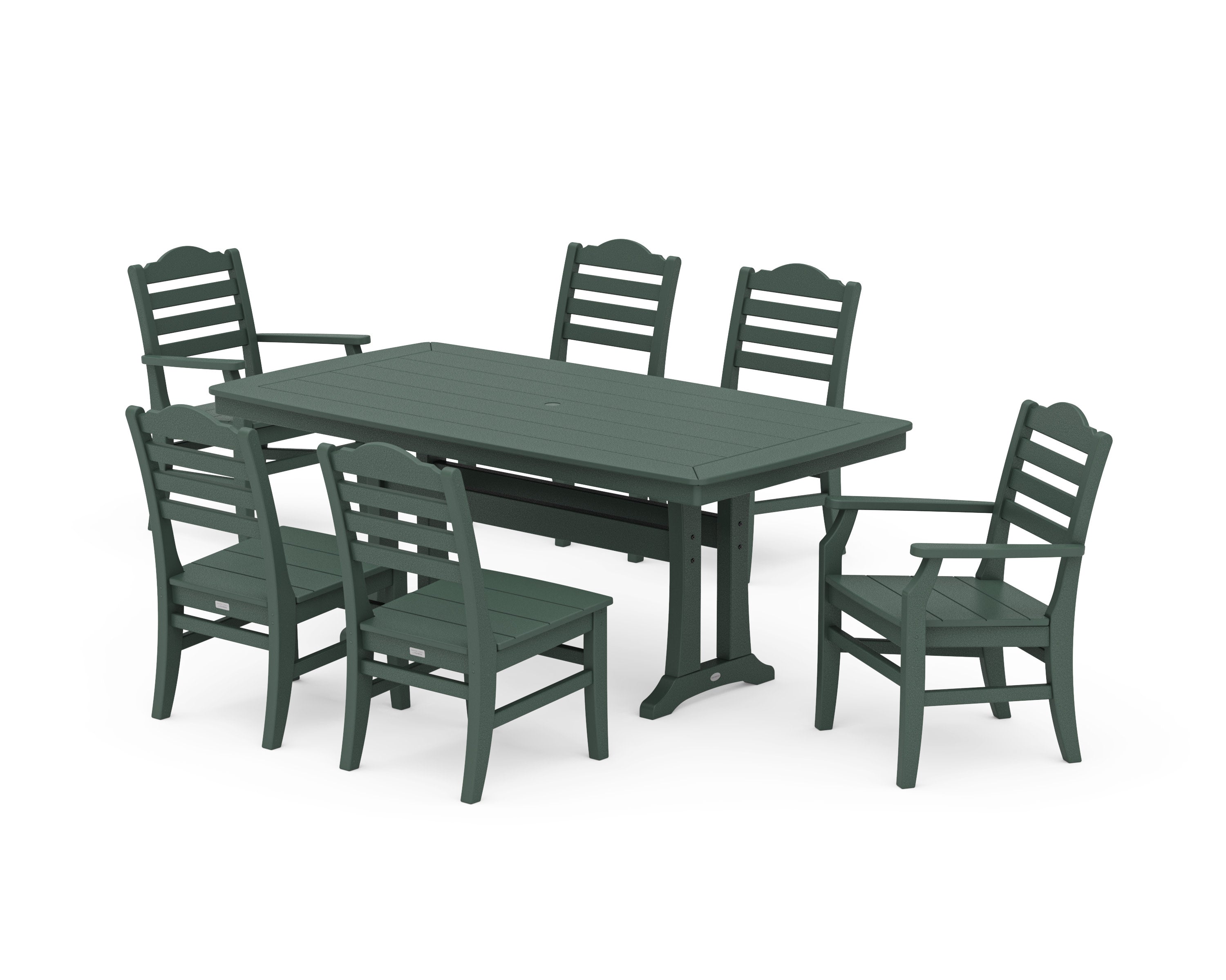 Savannah 7-Piece Dining Set with Trestle Legs in Green