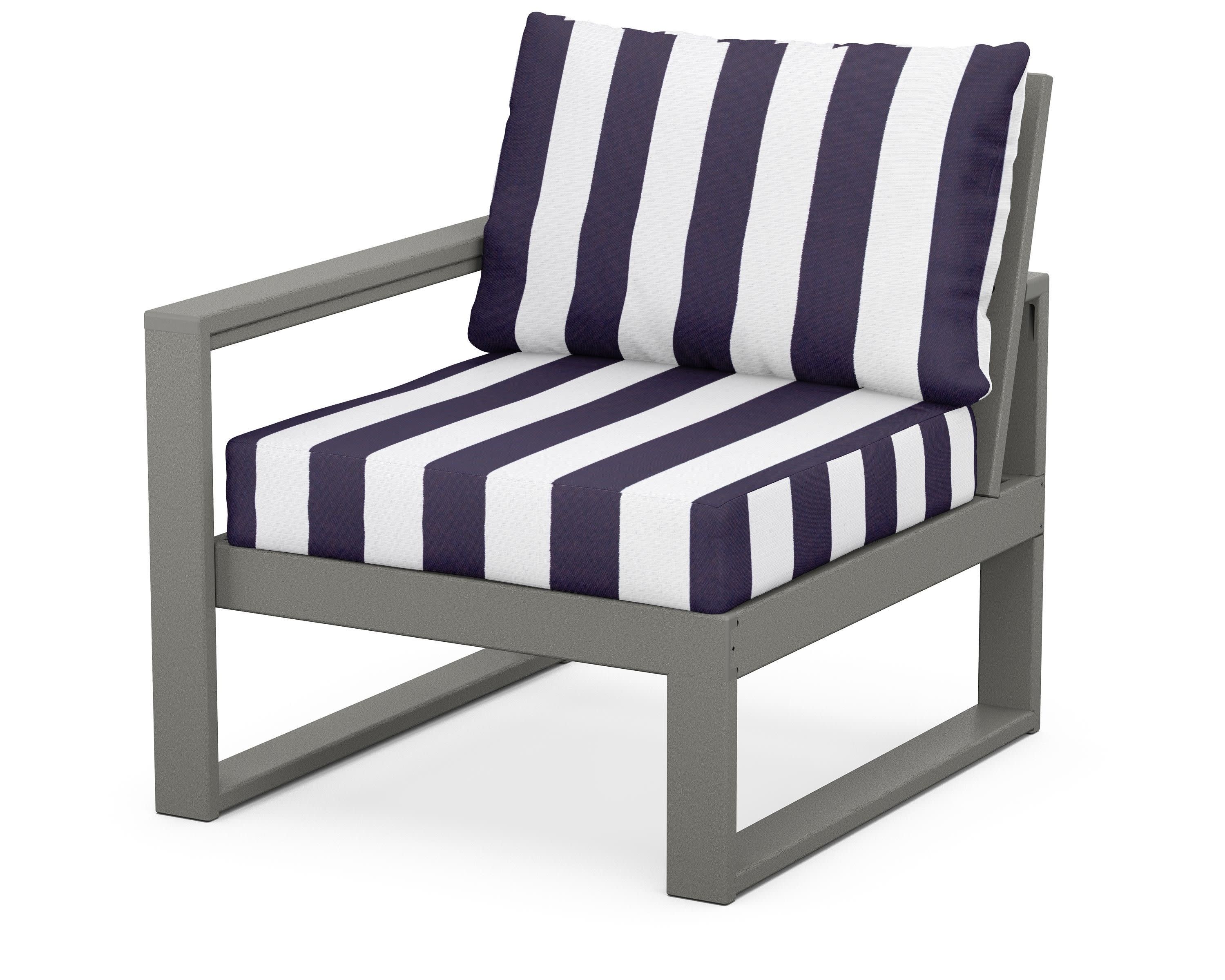 EDGE Modular Left Arm Chair in Slate Grey / Cabana Stripe Navy