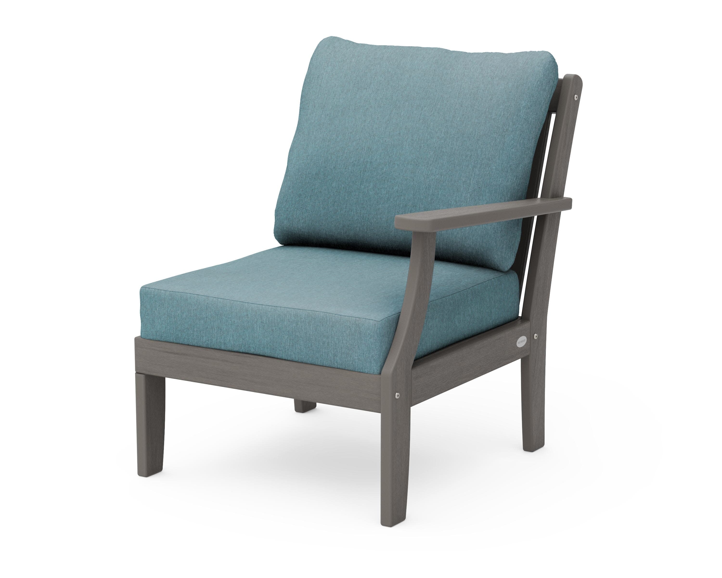Braxton Modular Right Arm Chair in Driftwood / Ocean Teal