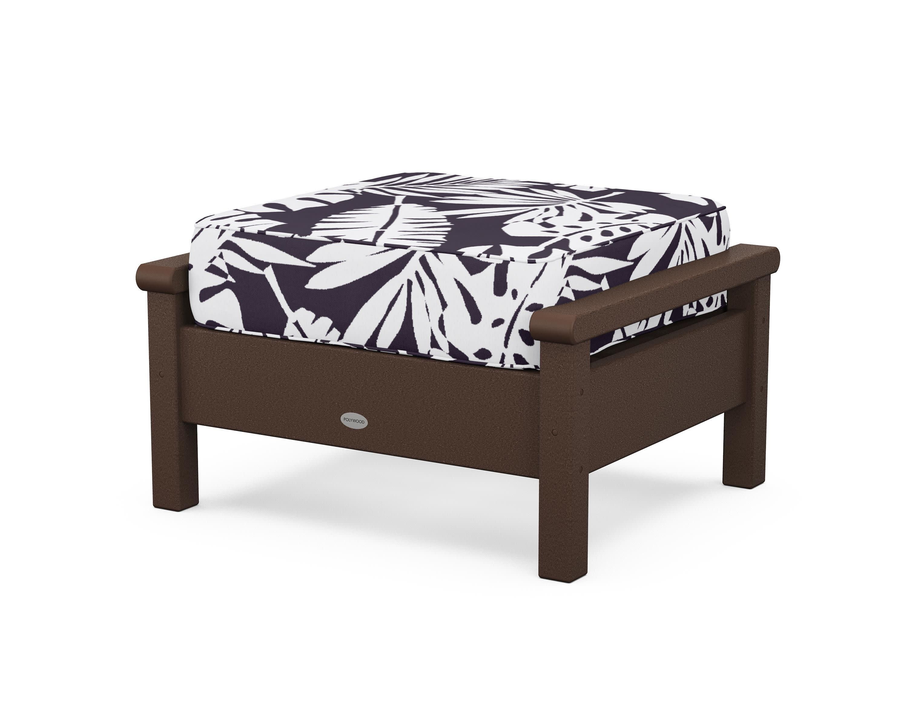Harbour Deep Seating Ottoman in Mahogany / Leaf Navy