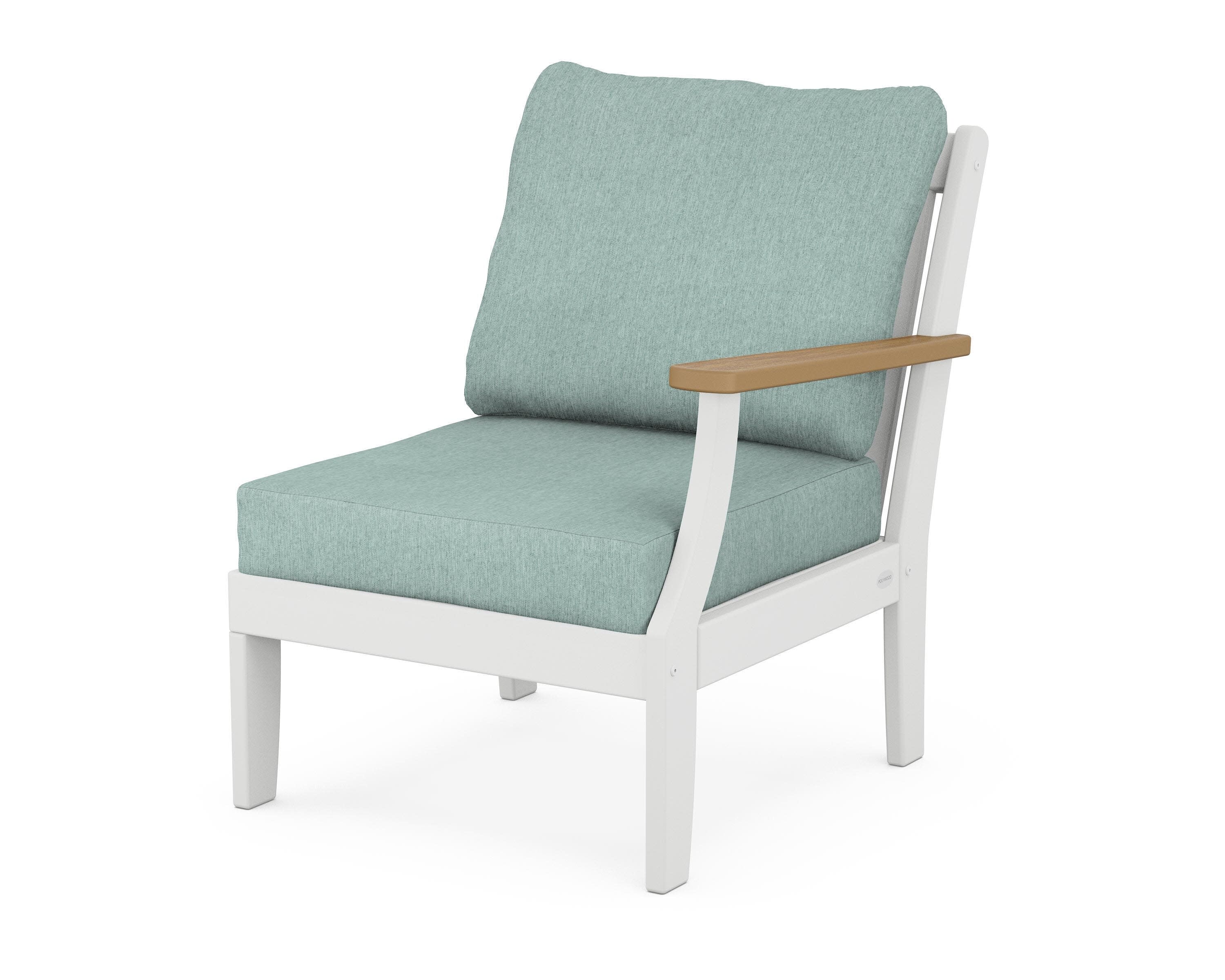 Braxton Modular Right Arm Chair in White / Natural / Glacier Spa