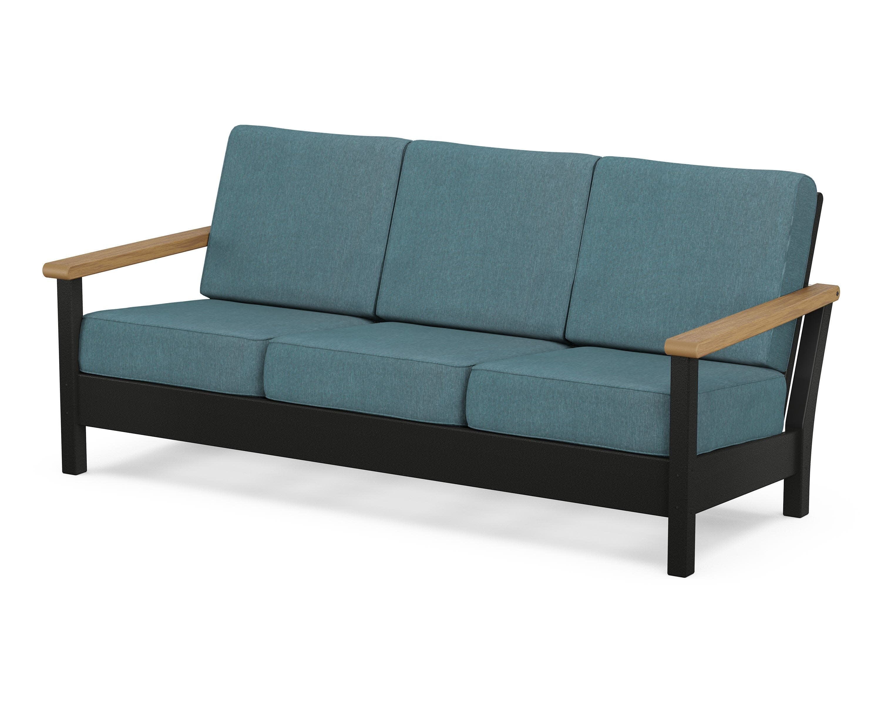 Harbour Deep Seating Sofa in Black / Natural / Ocean Teal
