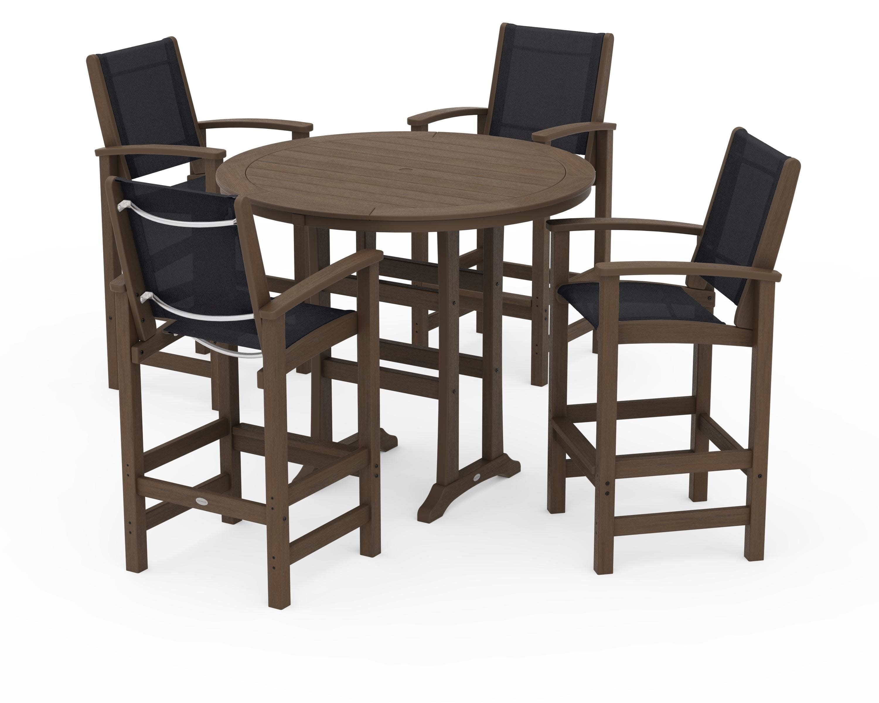 Coastal 5-Piece Nautical Trestle Bar Set in Kona / Black Sling