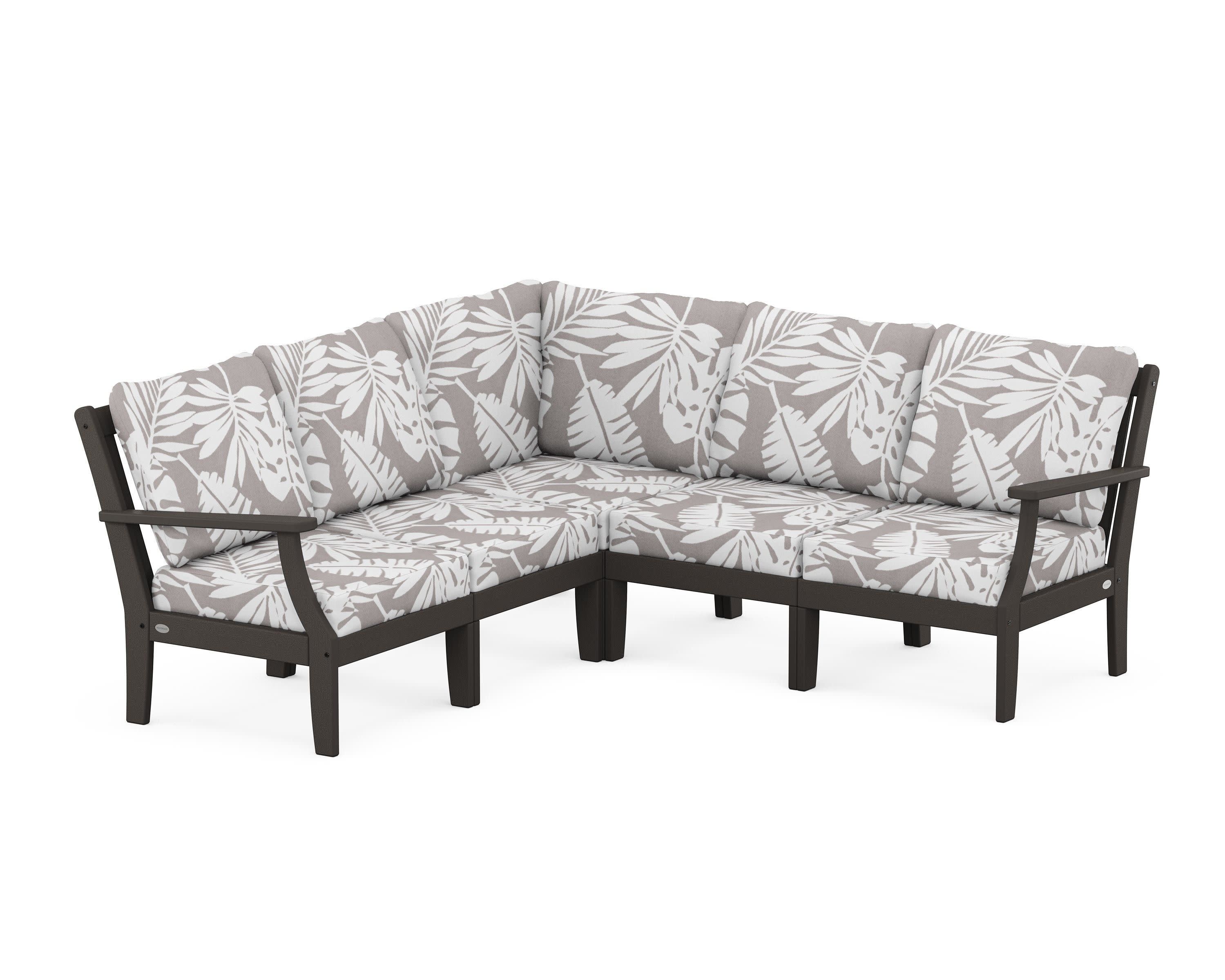 Braxton Modular 5-Piece Deep Seating Set in Vintage Coffee / Leaf Grey Mist