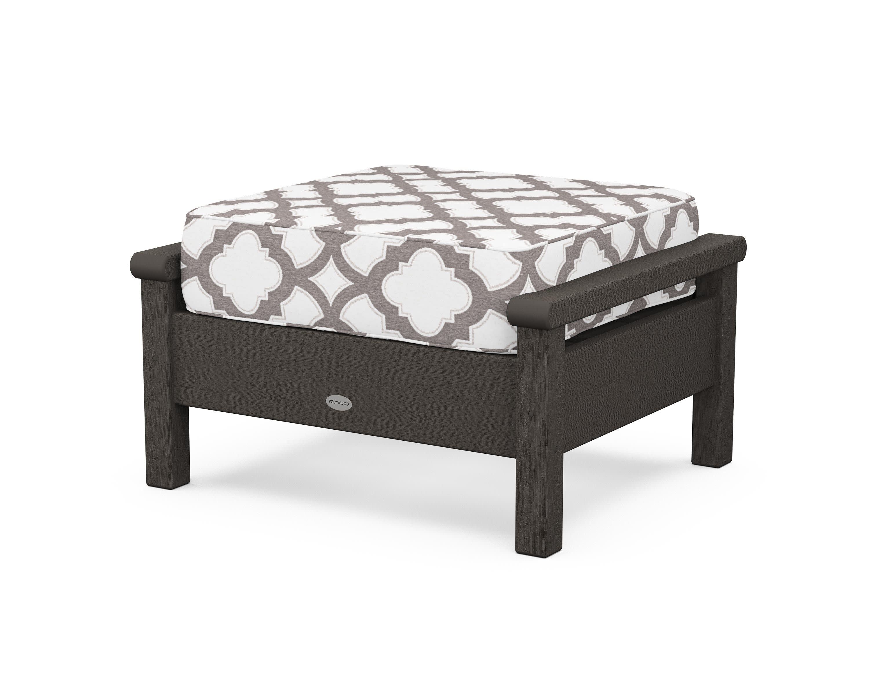 Harbour Deep Seating Ottoman in Vintage Coffee / Trellis Grey Mist