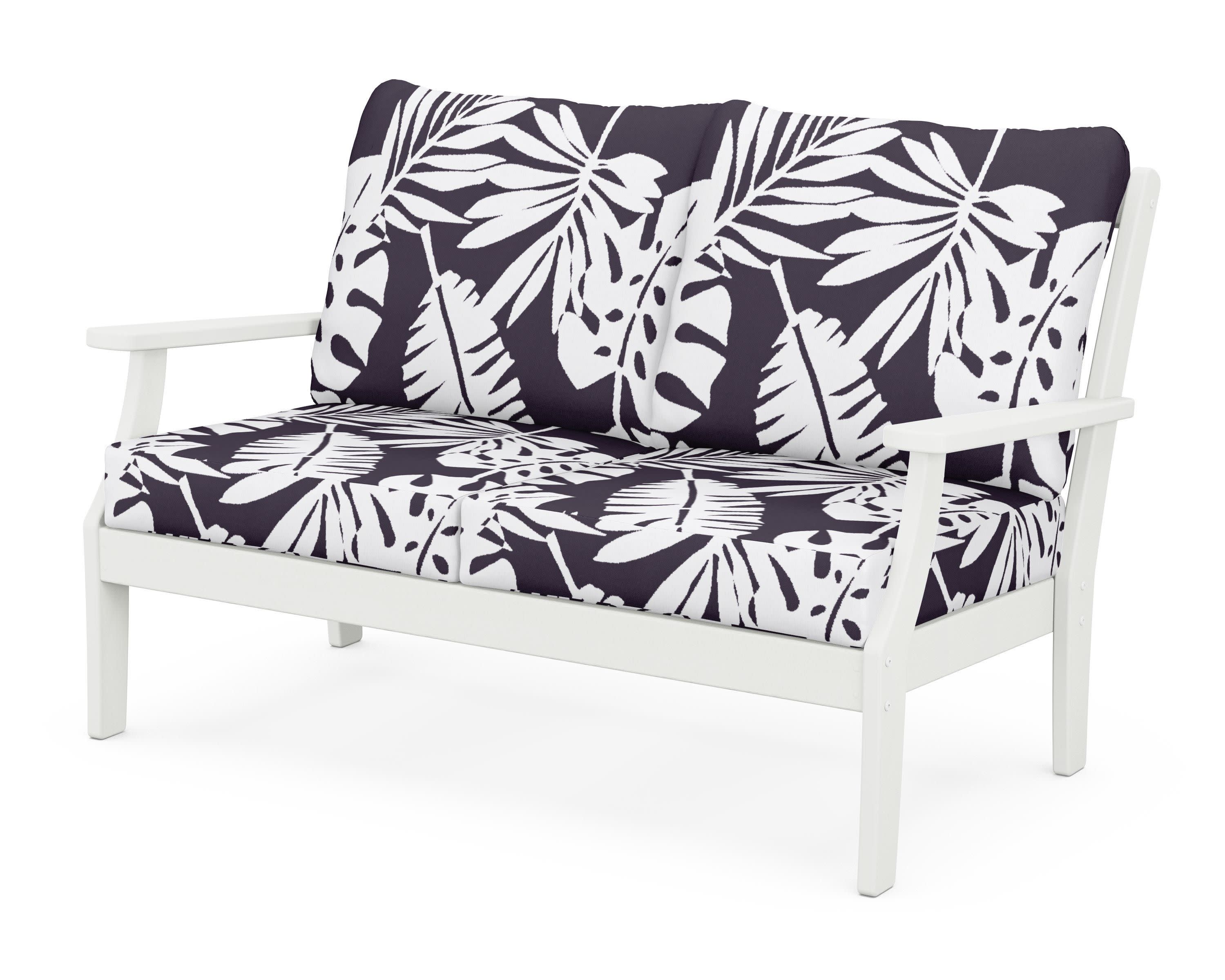 Braxton Deep Seating Loveseat in Vintage White / Leaf Navy