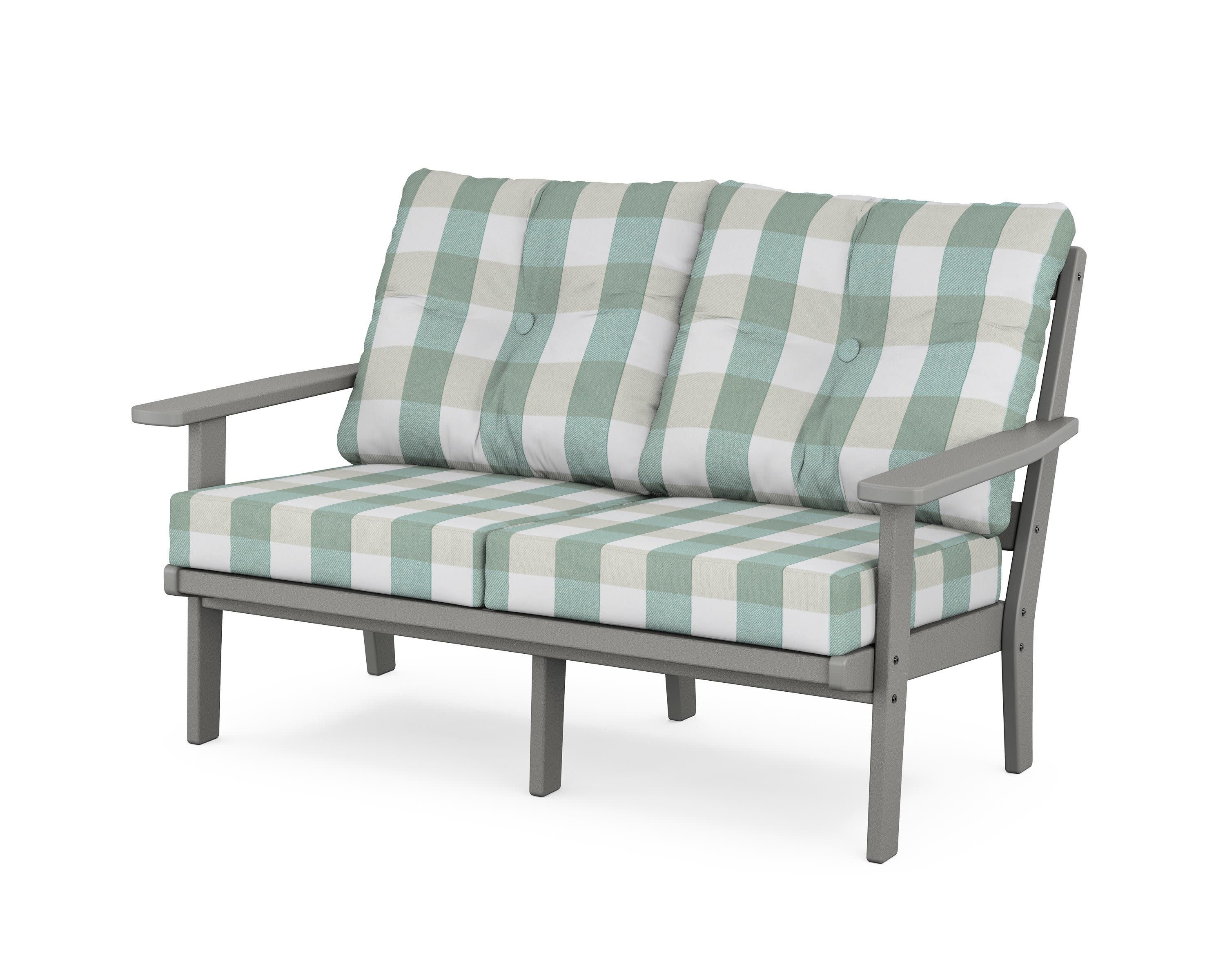 Oxford Deep SeatingLoveseat in Slate Grey / Buffalo Plaid Glacier Spa