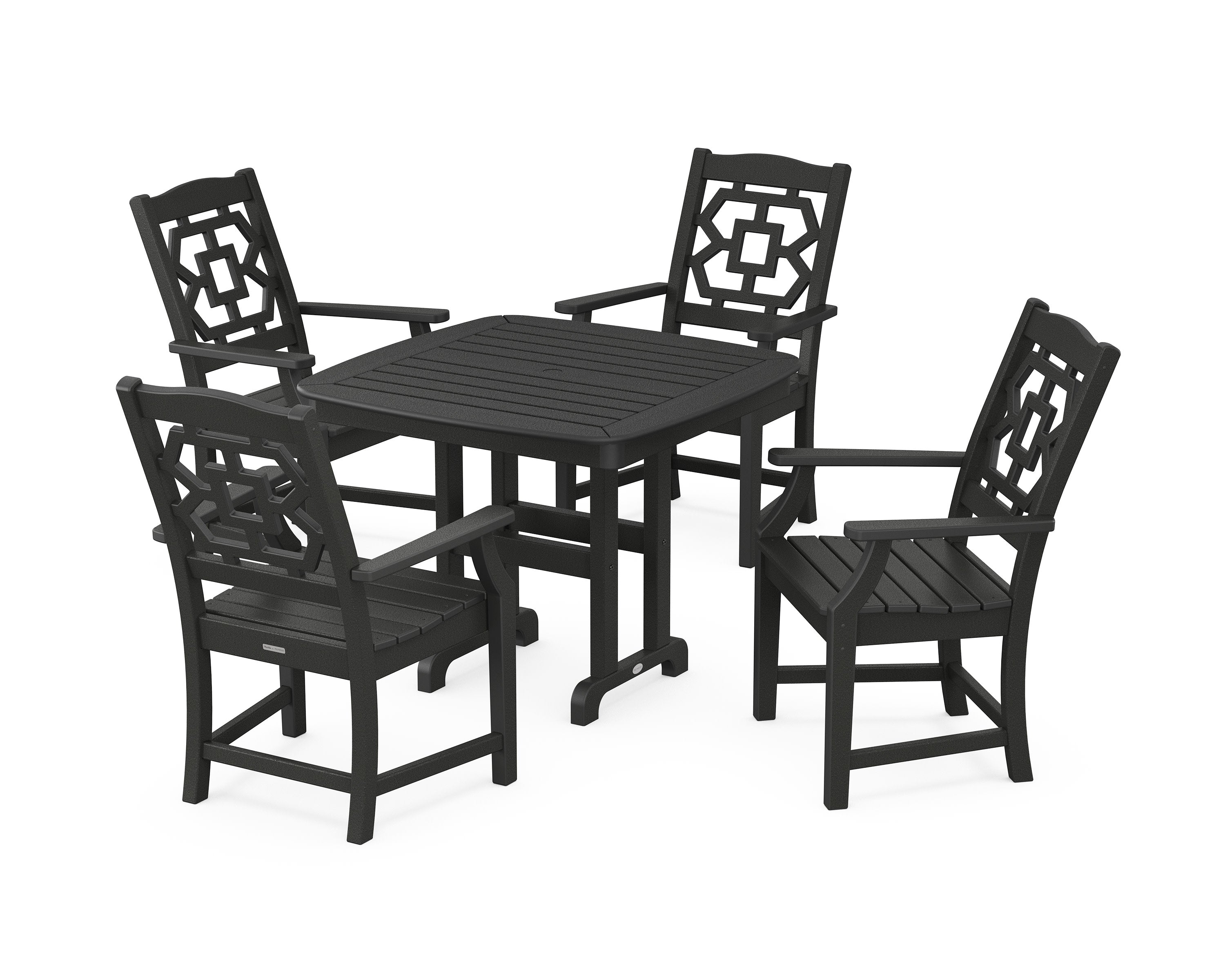 Chinoiserie 5-Piece Dining Set in Black