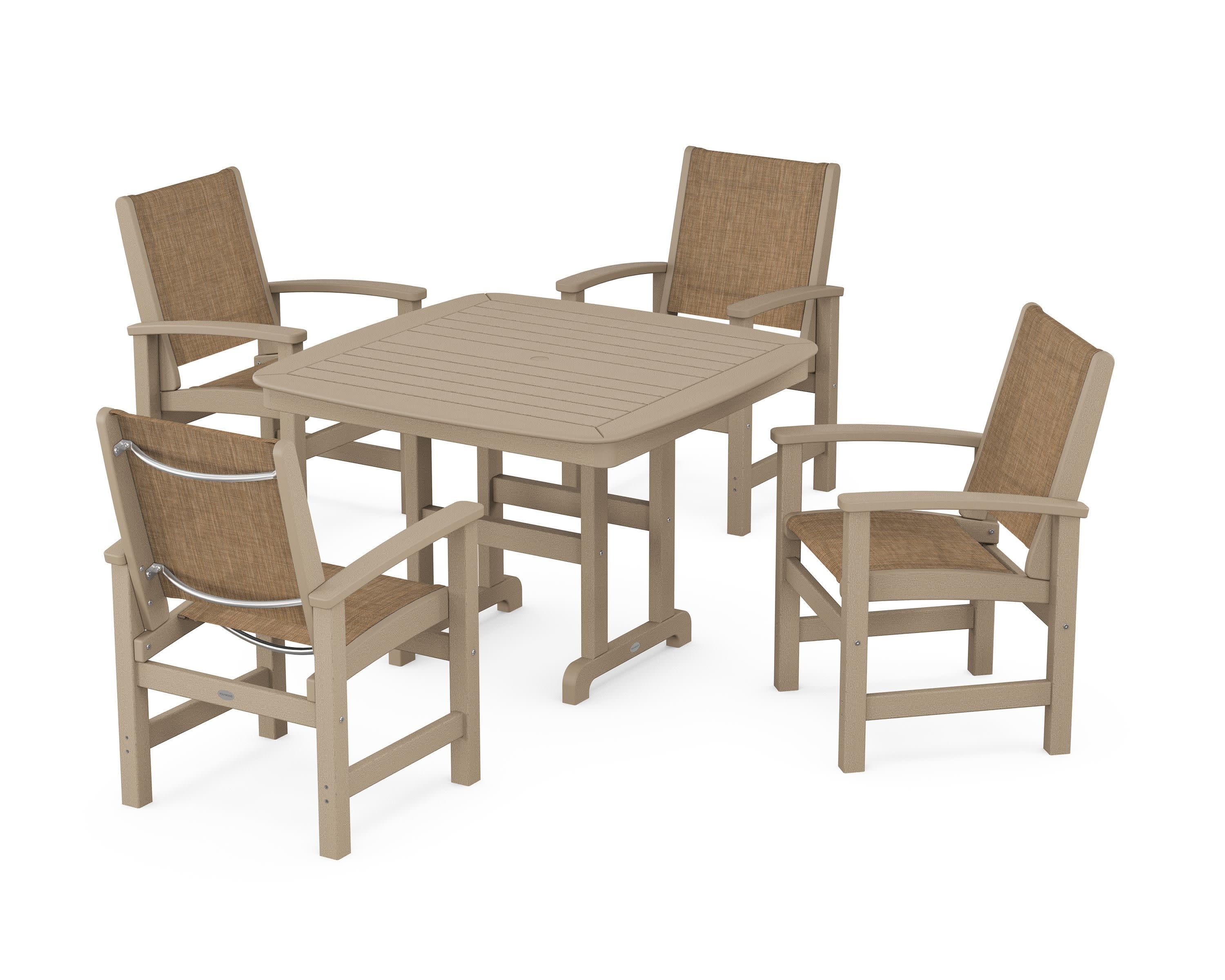 Coastal 5-Piece Dining Set in Vintage Sahara / Burlap Sling