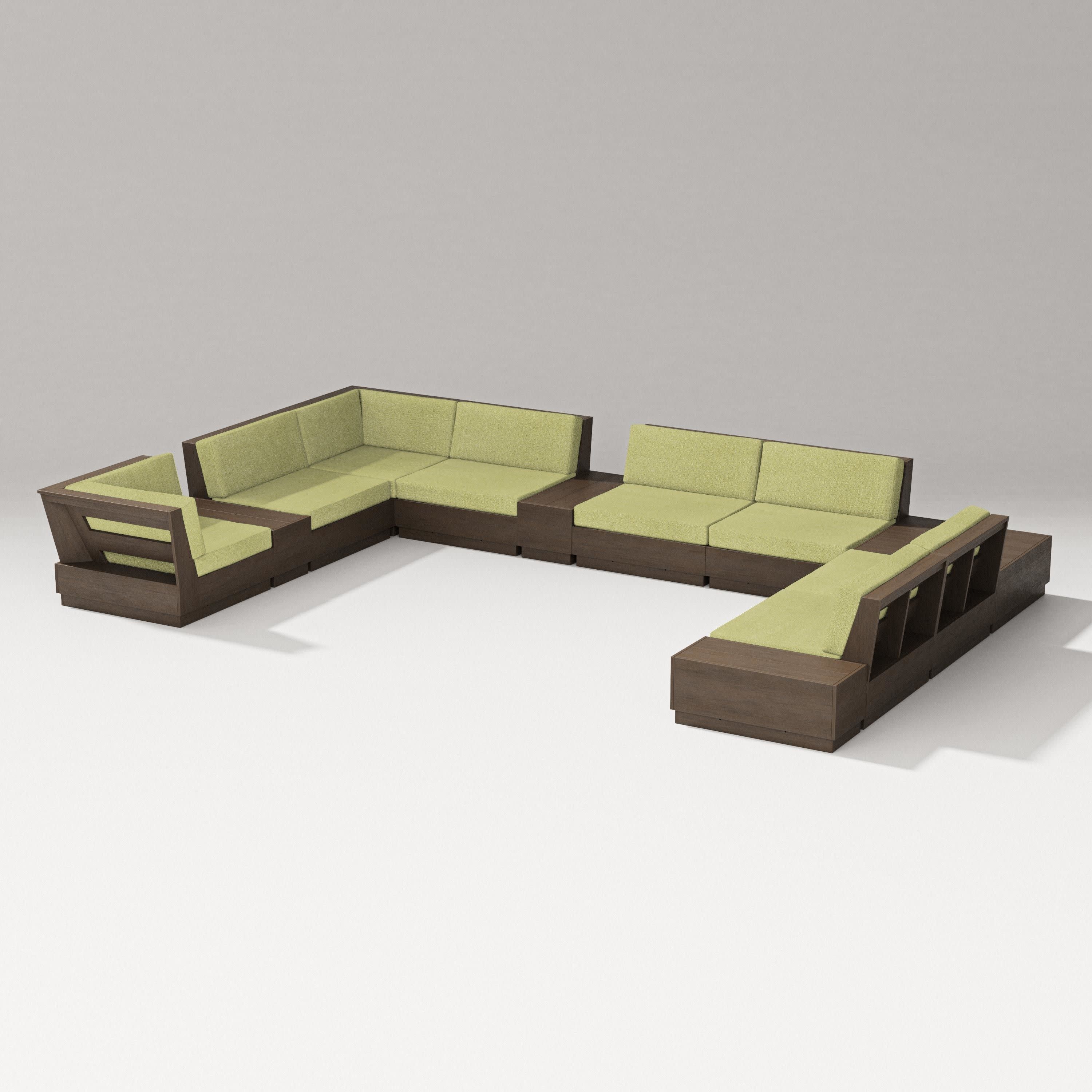 Elevate 12-Piece Conversation Sectional Set in Kona / Chartreuse Boucle