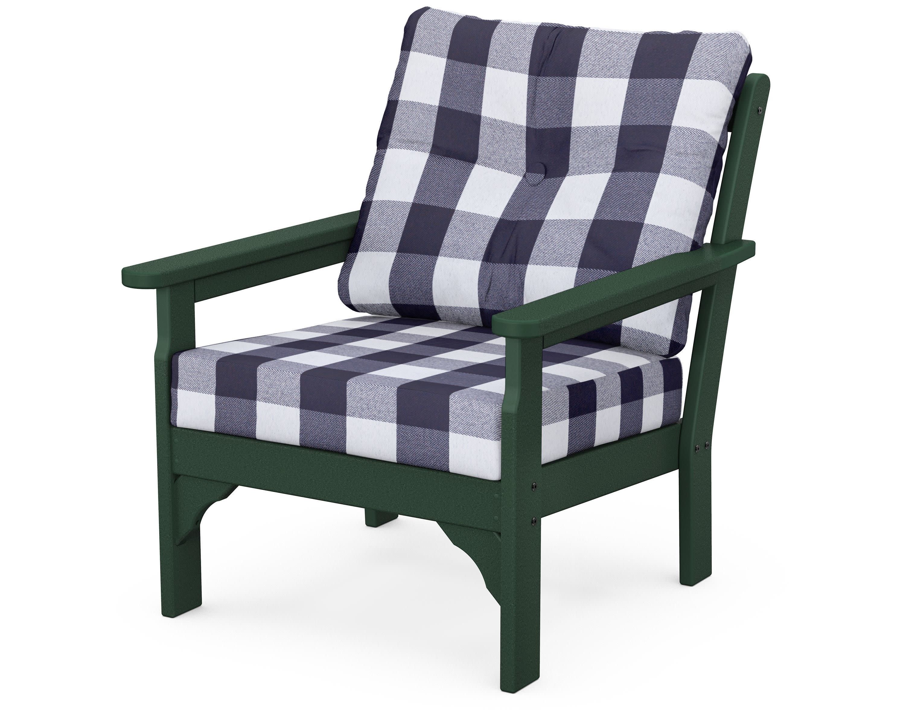 Vineyard Deep Seating Chair in Green / Buffalo Plaid Navy