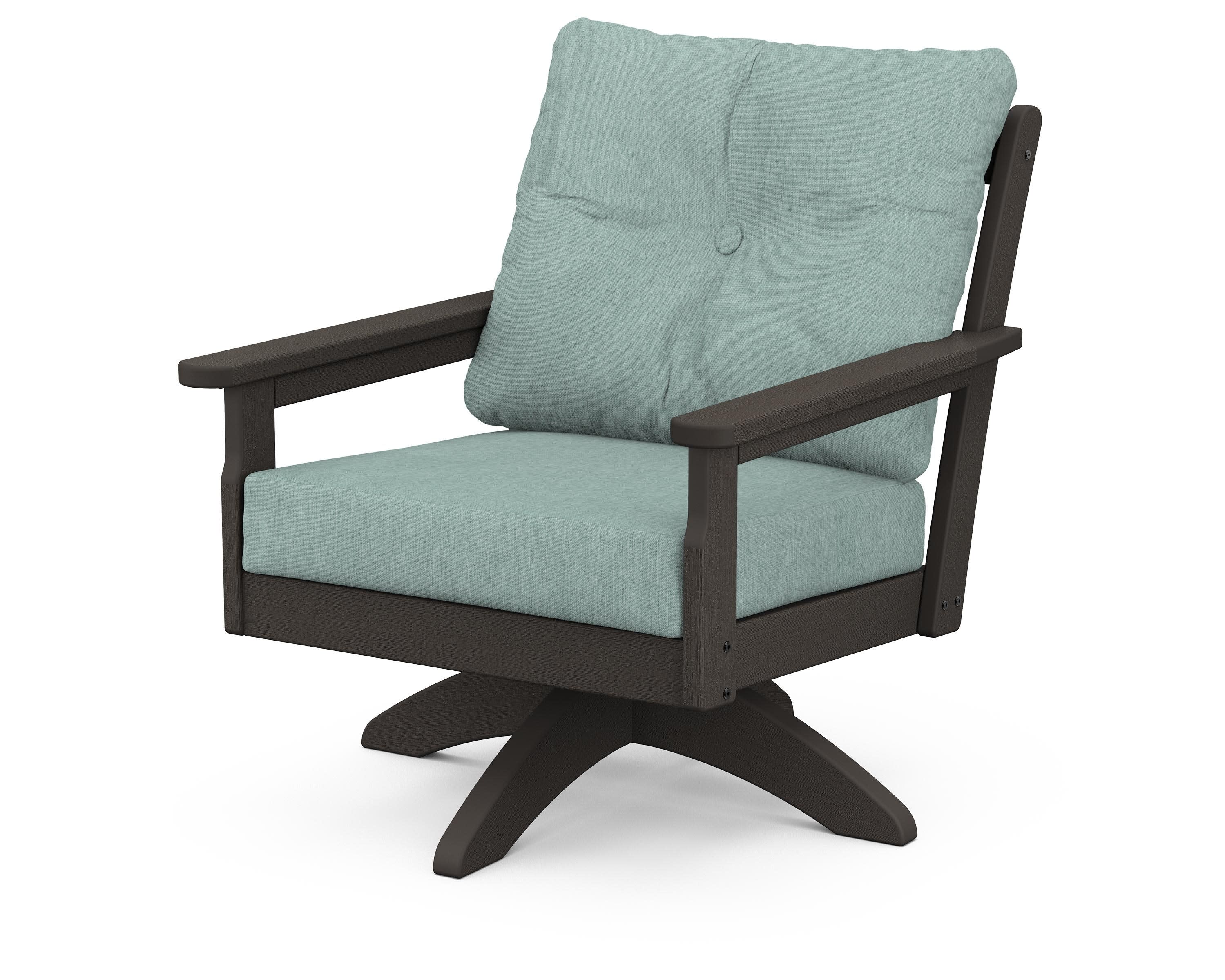 Vineyard Deep Seating Swivel Chair in Vintage Coffee / Glacier Spa