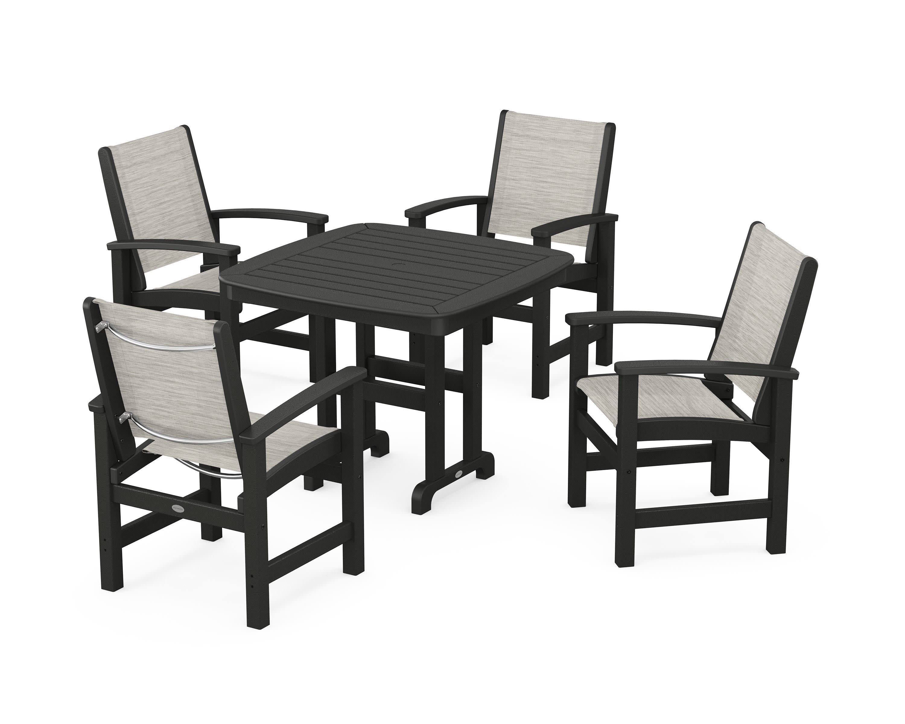 Coastal 5-Piece Dining Set in Black / Birch Sling