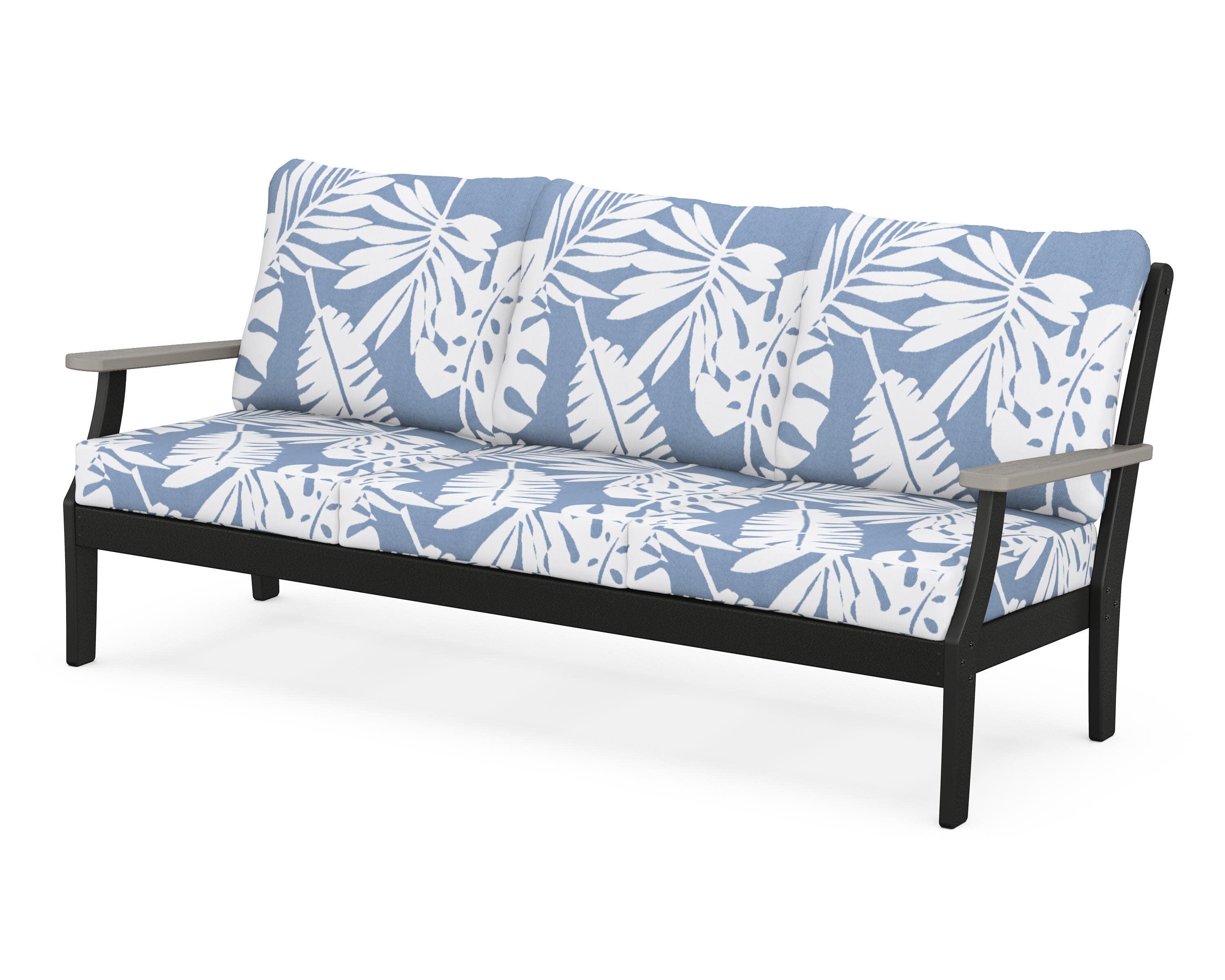Braxton Deep Seating Sofa in Black / Driftwood / Leaf Sky Blue