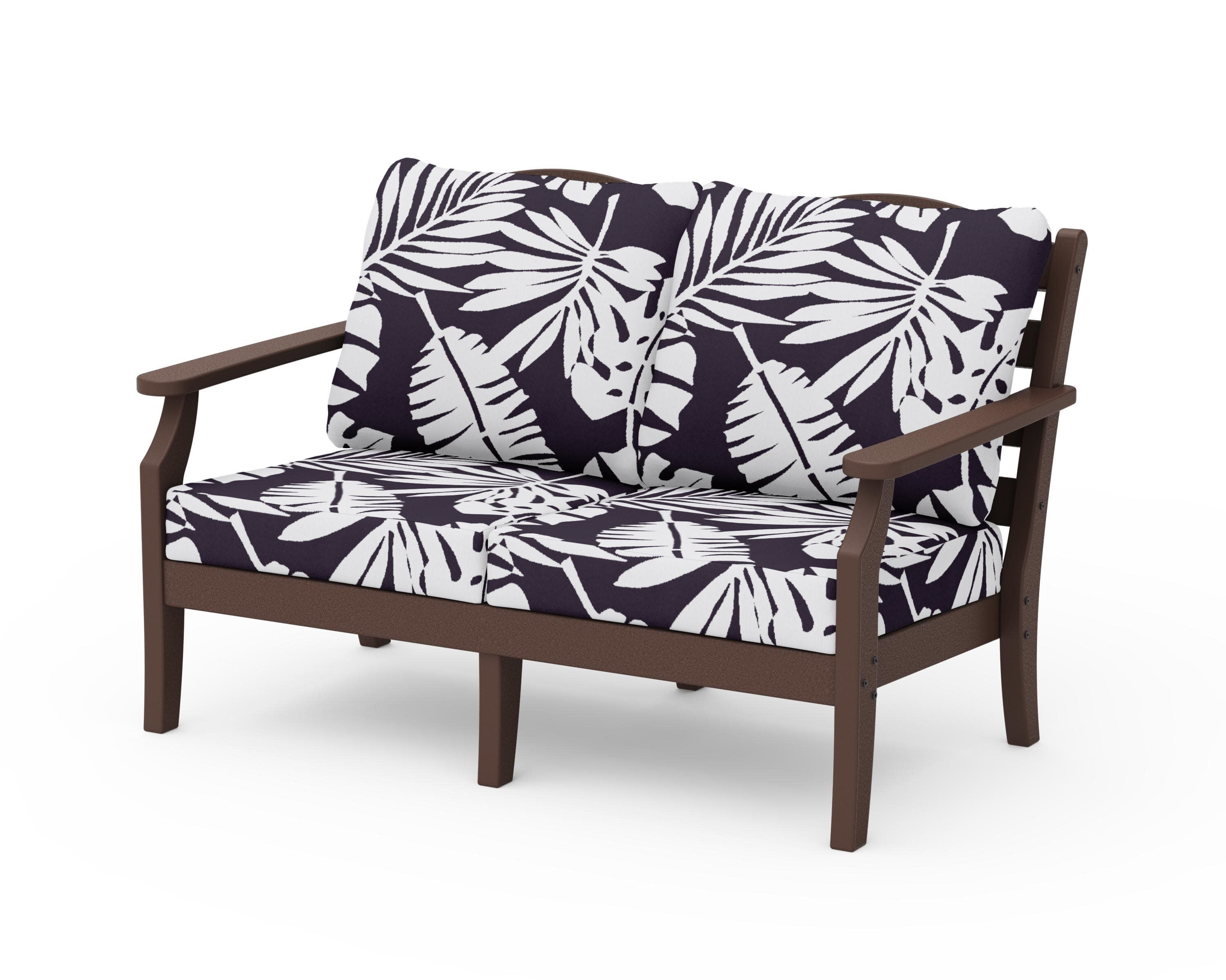 Savannah Deep Seating Loveseat in Mahogany / Leaf Navy
