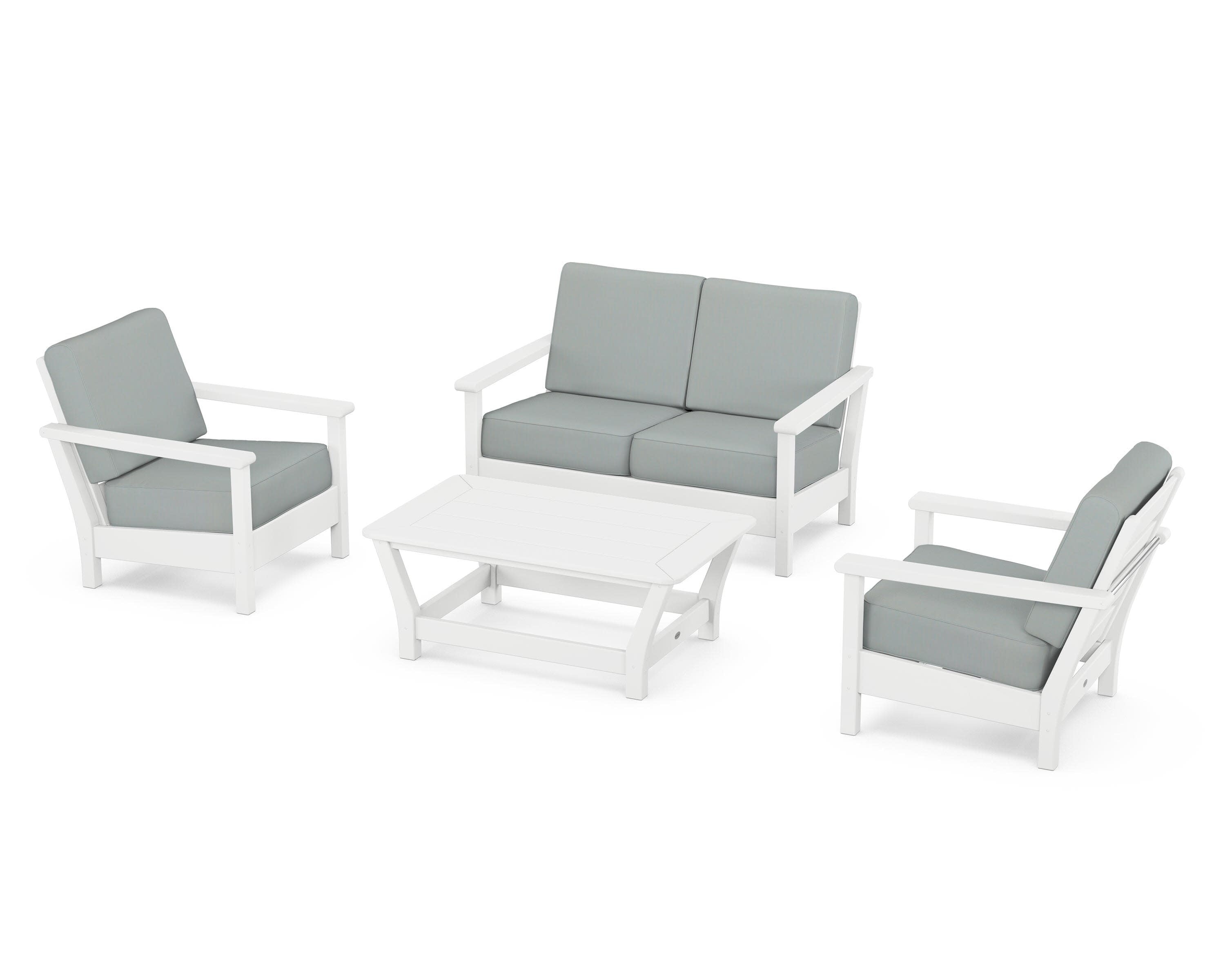 Harbour 4-Piece Deep Seating Set in White / Spa