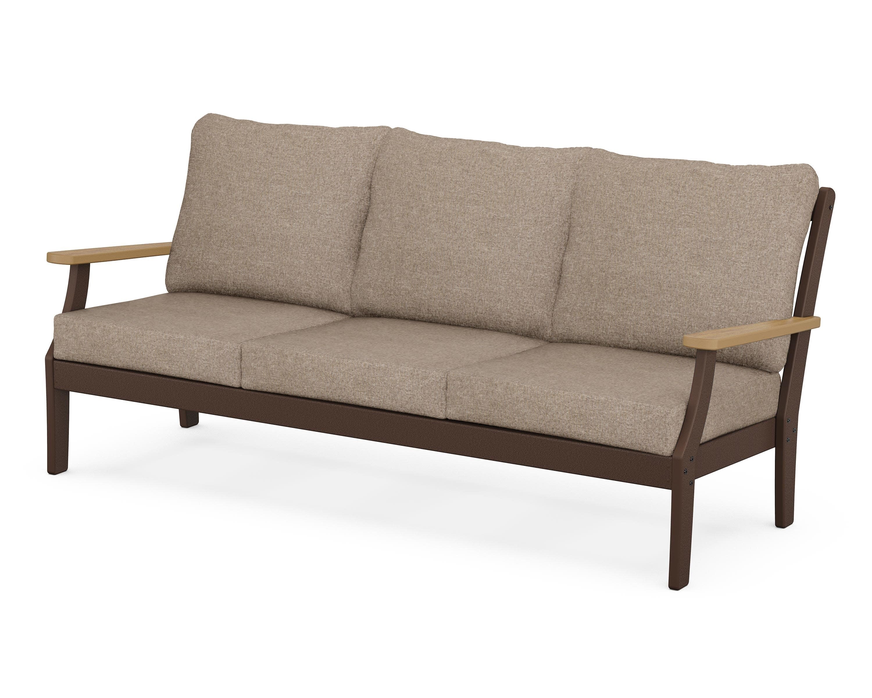 Braxton Deep Seating Sofa in Mahogany / Natural / Spiced Burlap
