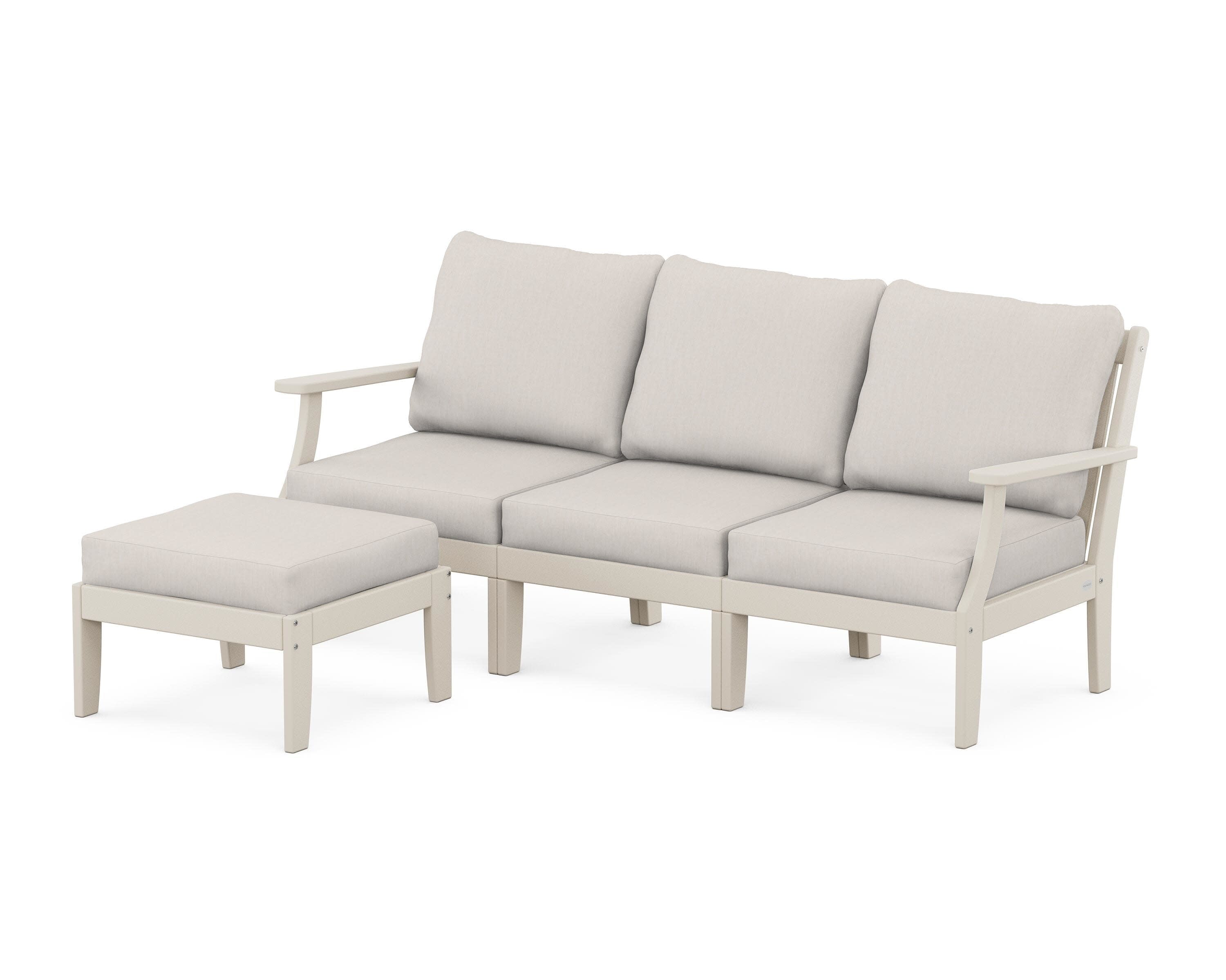 Braxton Modular 4-Piece Deep Seating Set with Ottoman in Sand / Cast Ash