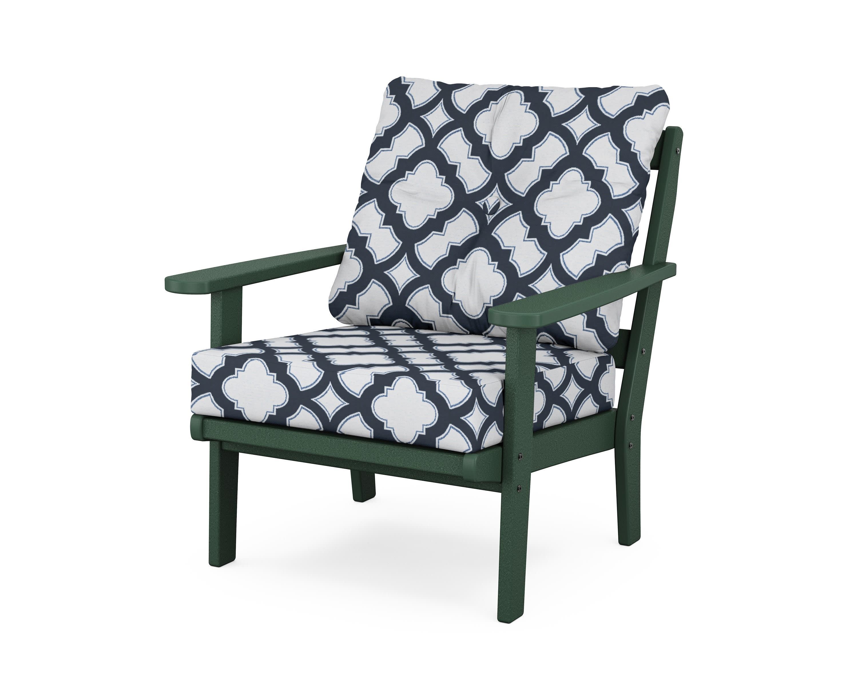 Mission Deep Seating Chair in Green / Trellis Marine Indigo