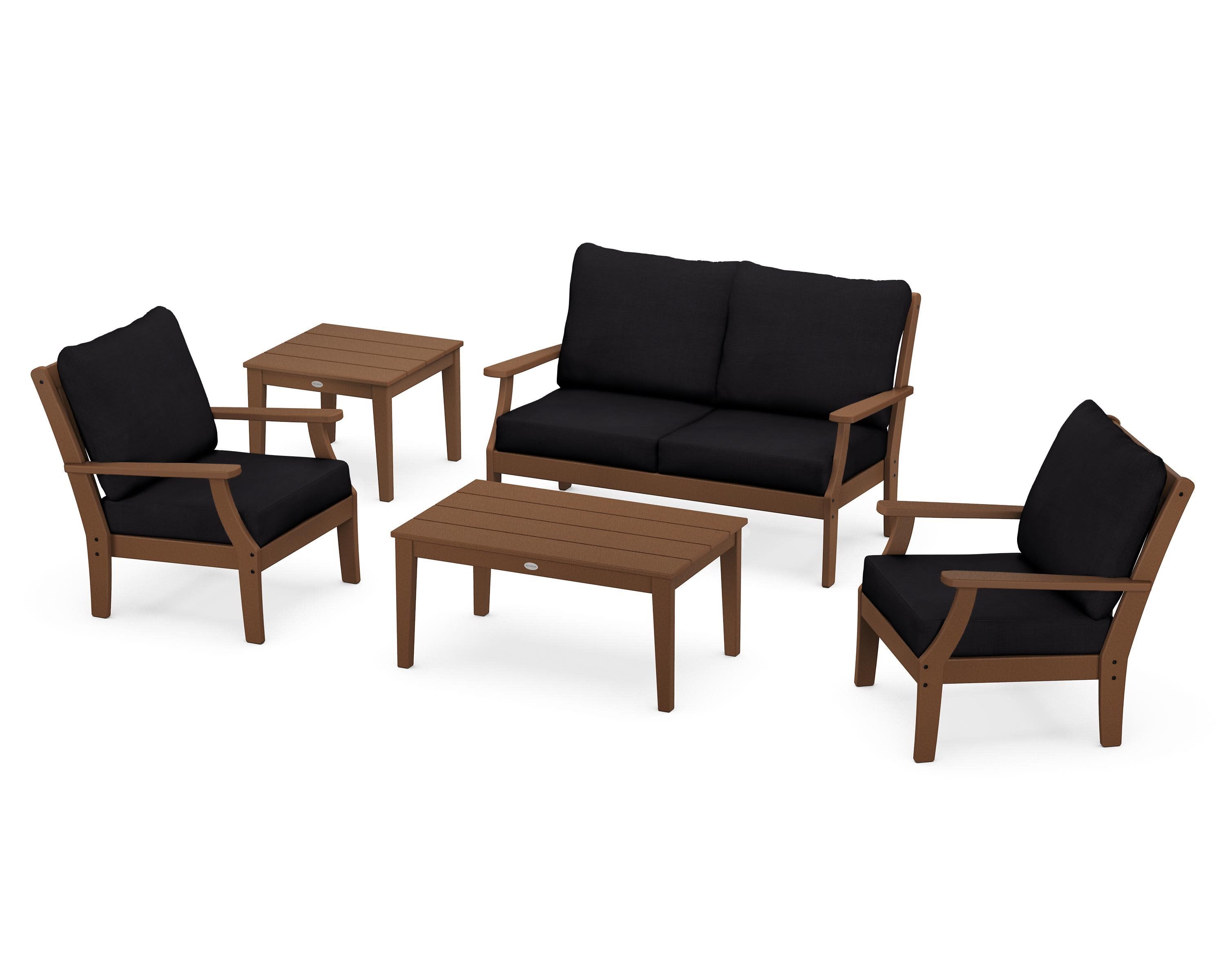 Braxton 5-Piece Deep Seating Set in Teak / Midnight Linen