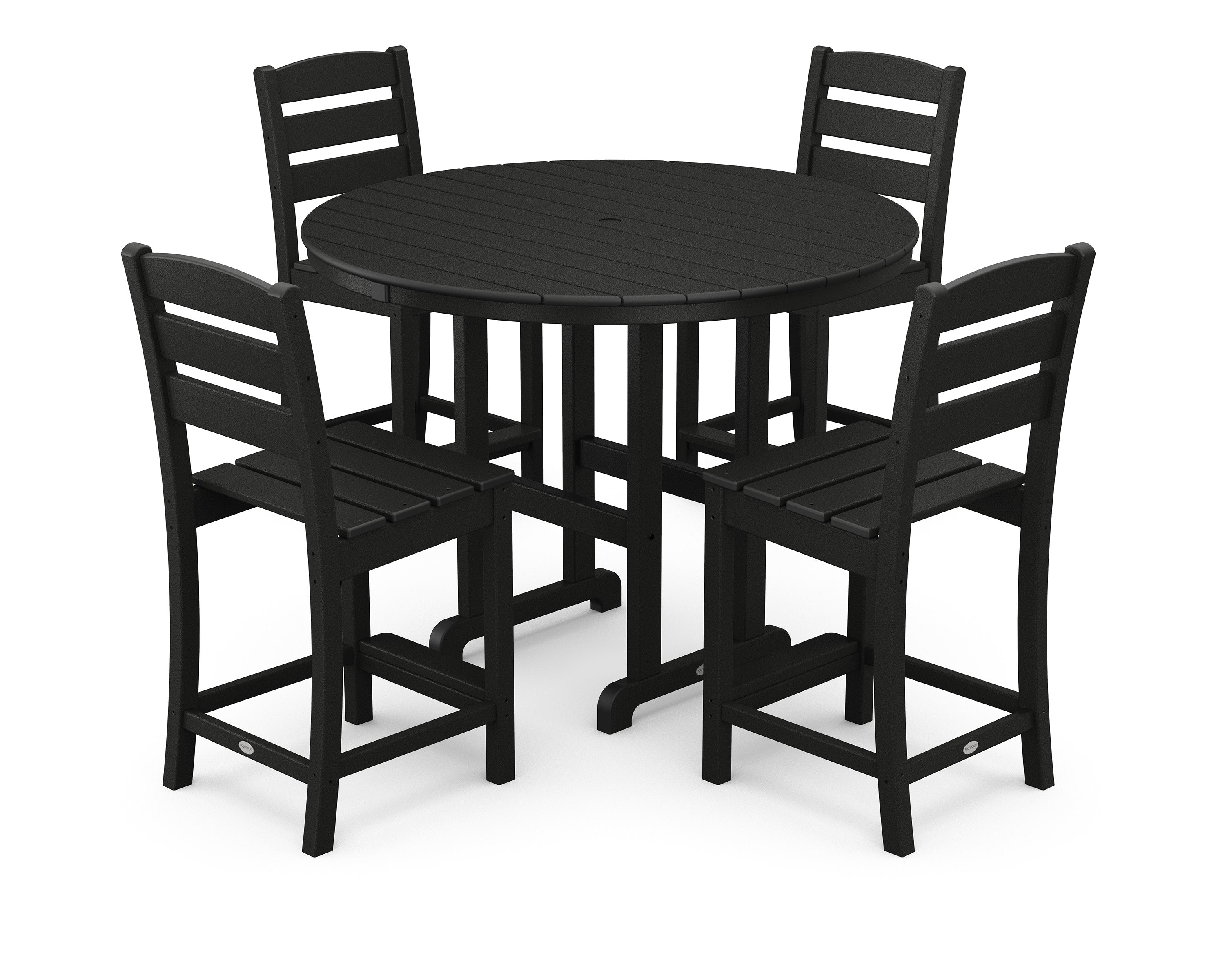 Lakeside 5-Piece Farmhouse Round Side Chair Counter Set in Black