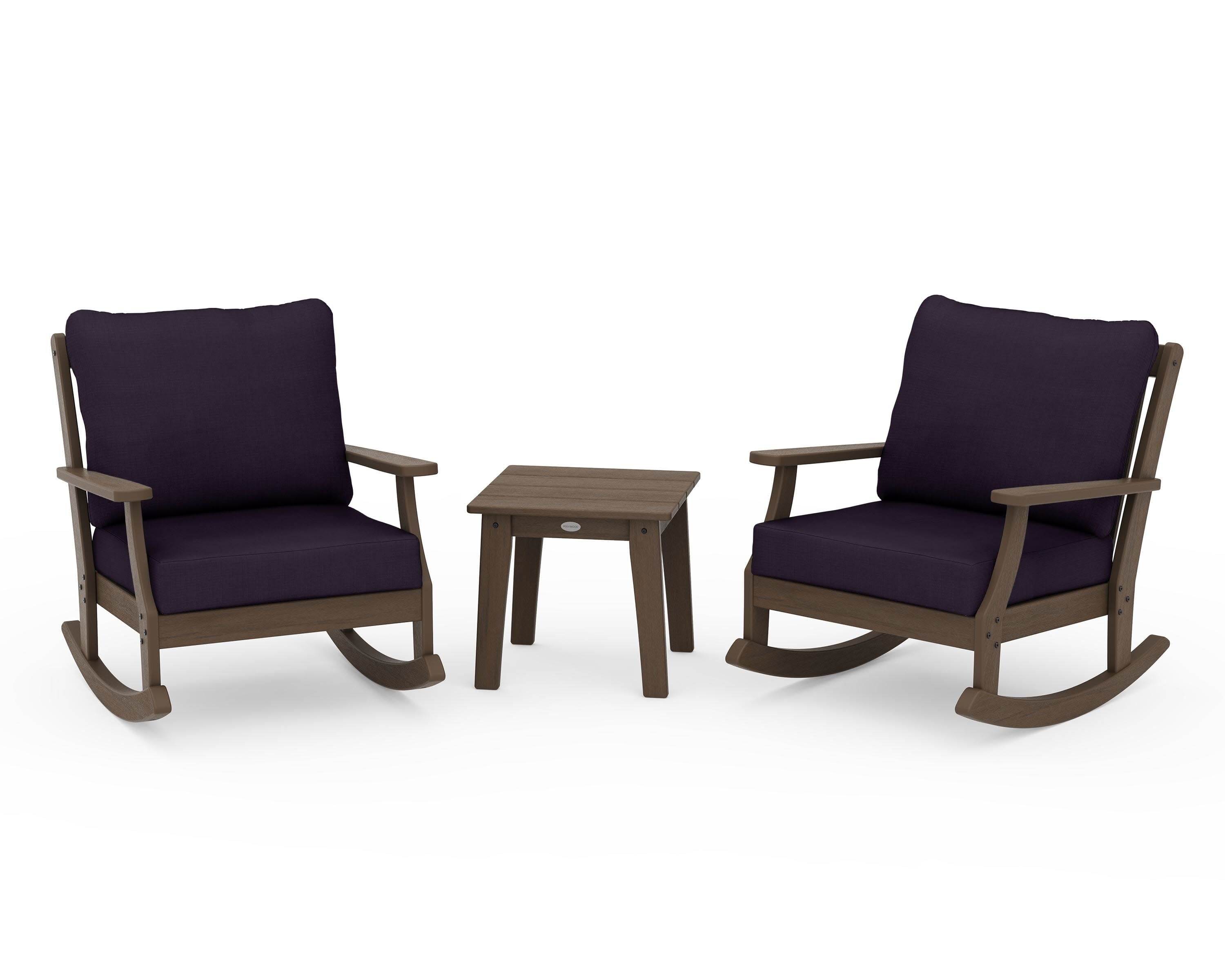 Braxton 3-Piece Deep Seating Rocker Set in Kona / Navy Linen