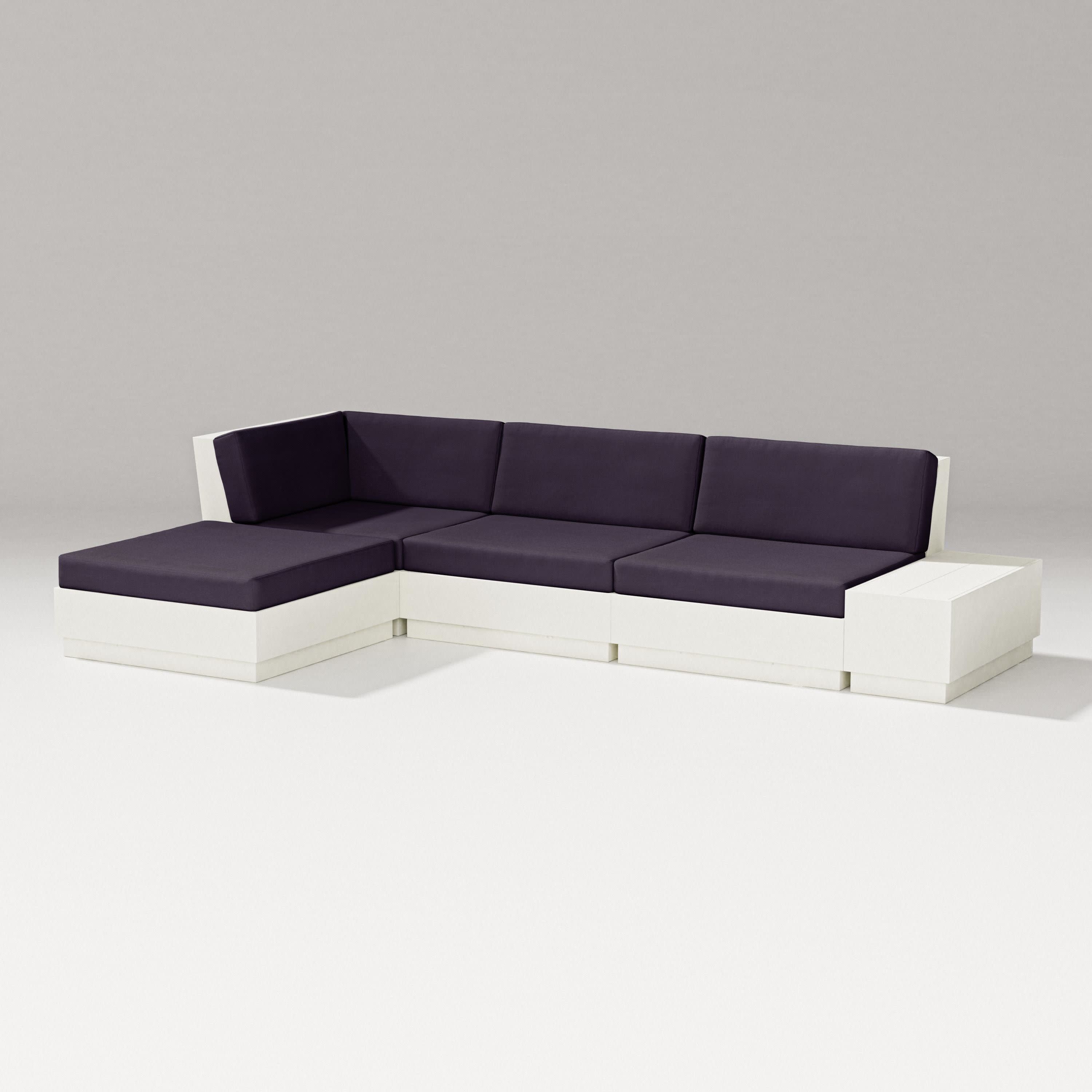 Elevate Chaise Sectional in Vintage White / Navy Linen