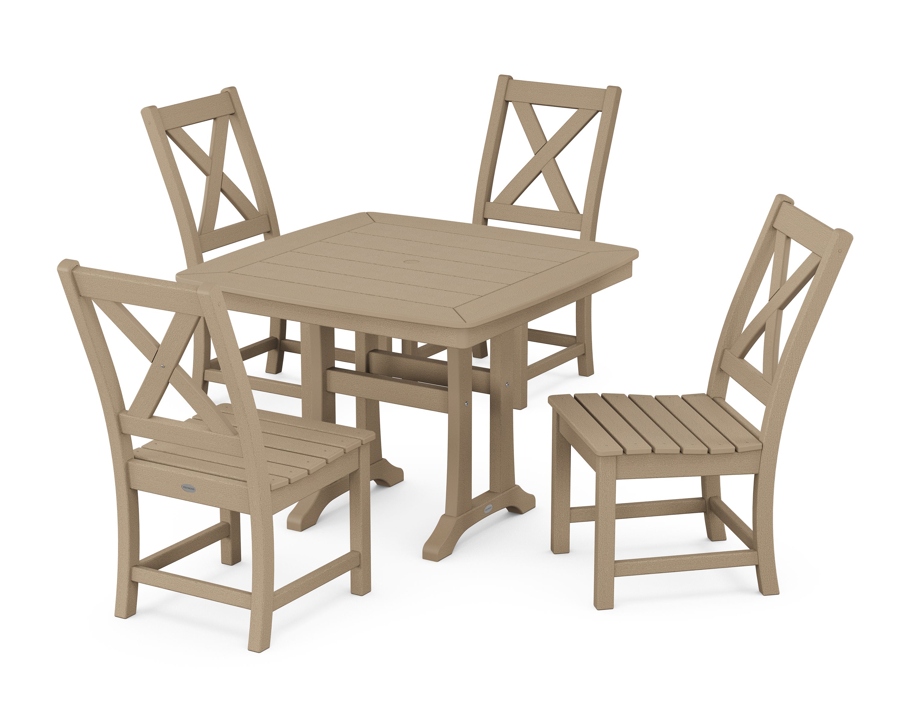 Braxton Side Chair 5-Piece Dining Set with Trestle Legs in Vintage Sahara
