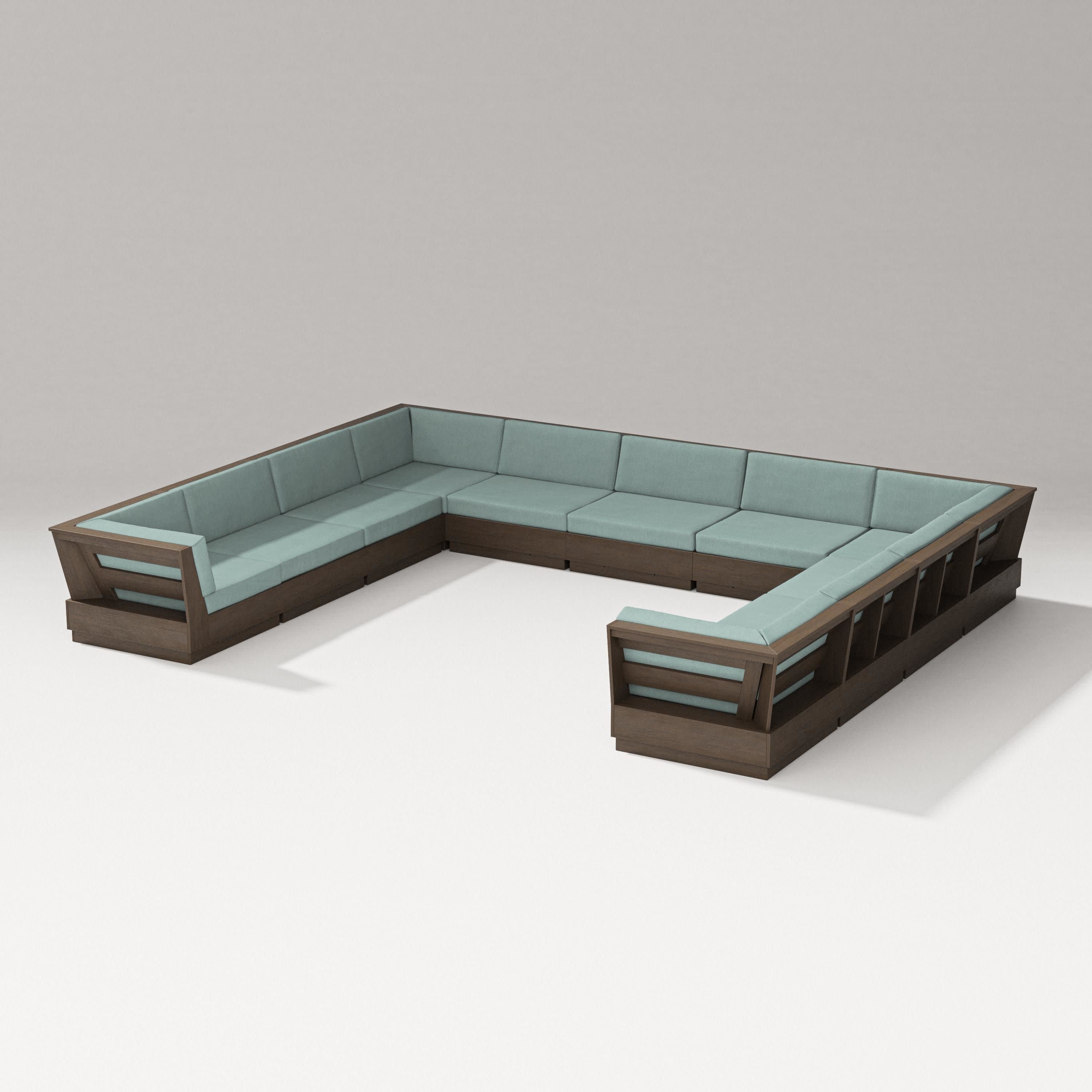 Elevate Large U-Shaped Sectional in Kona / Glacier Spa