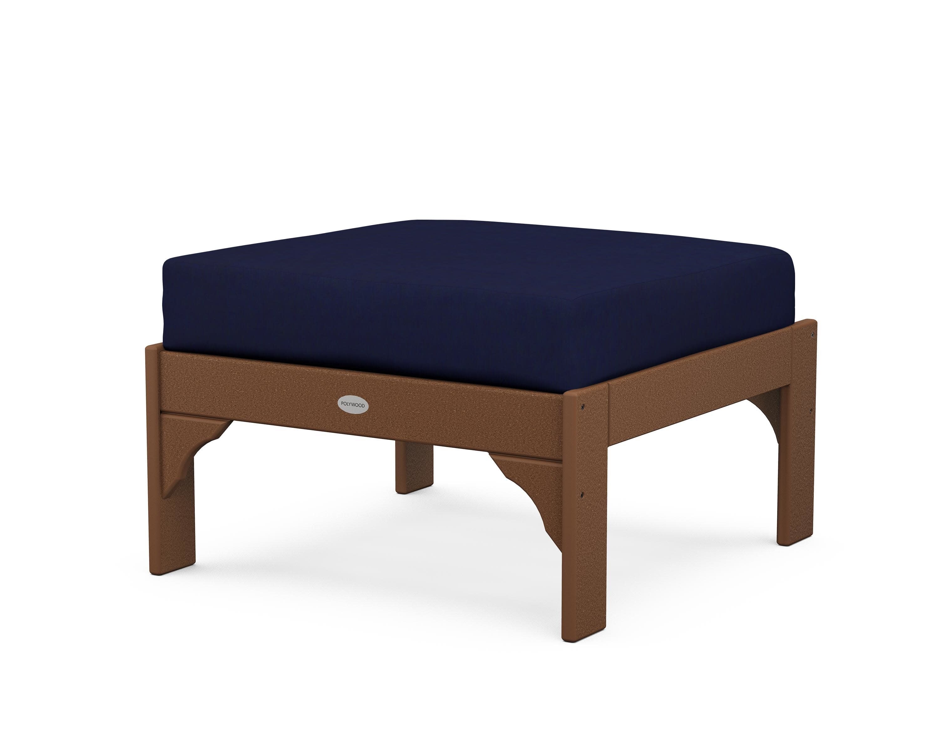 Vineyard Deep Seating Ottoman in Teak / Navy