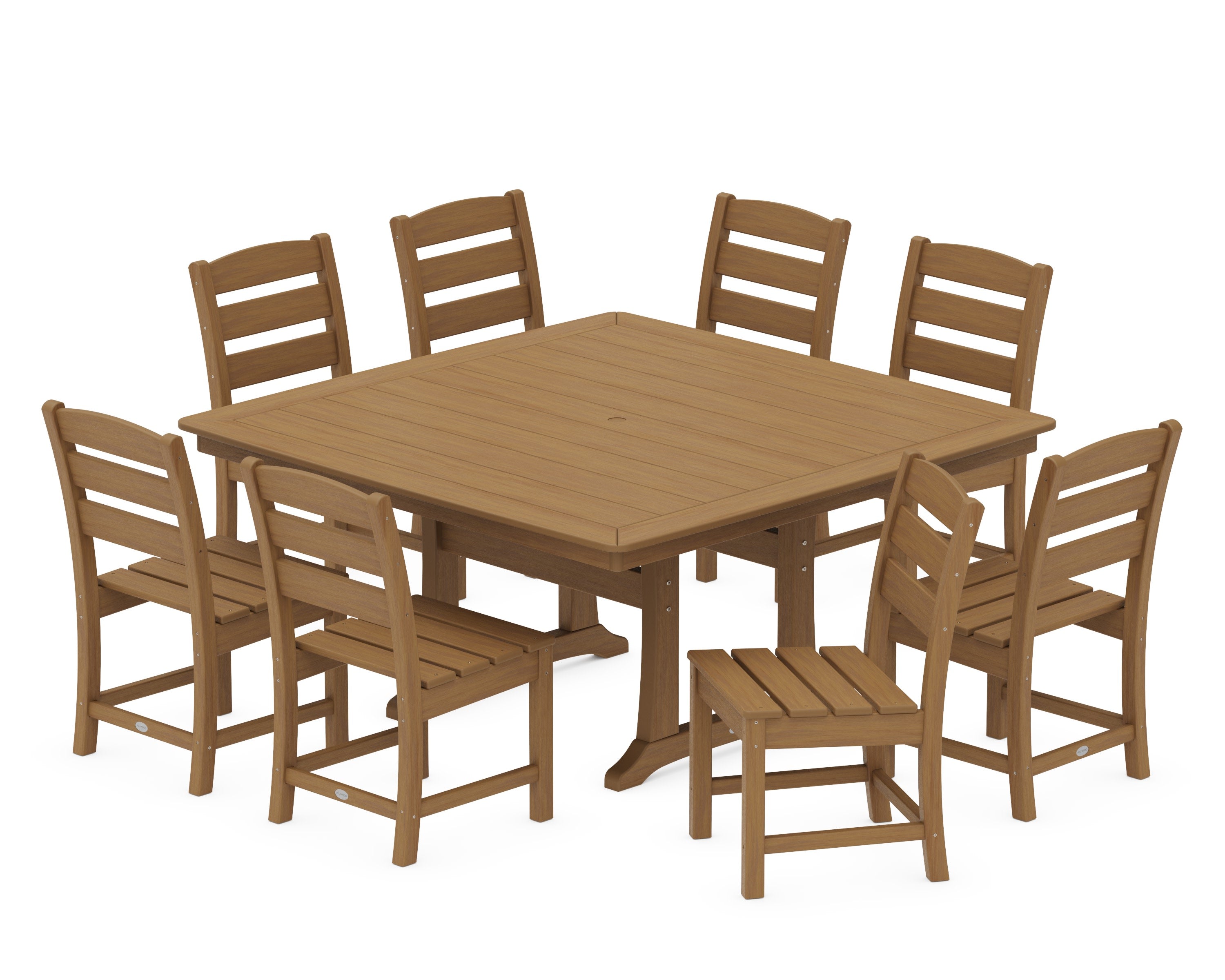 Lakeside 9-Piece Nautical Trestle Dining Set in Natural
