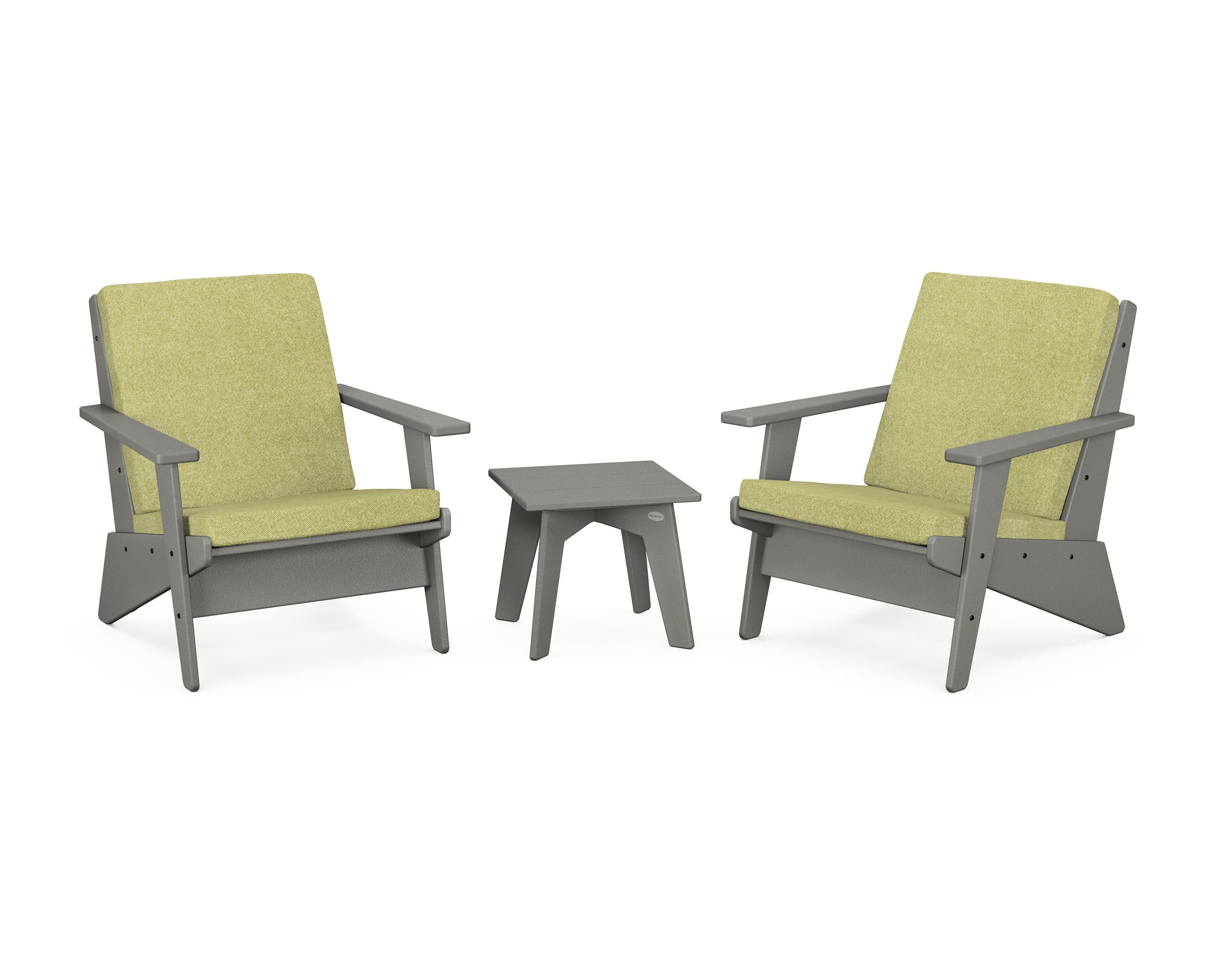 Riviera Modern Lounge 3-Piece Set in Slate Grey / Chartreuse Boucle