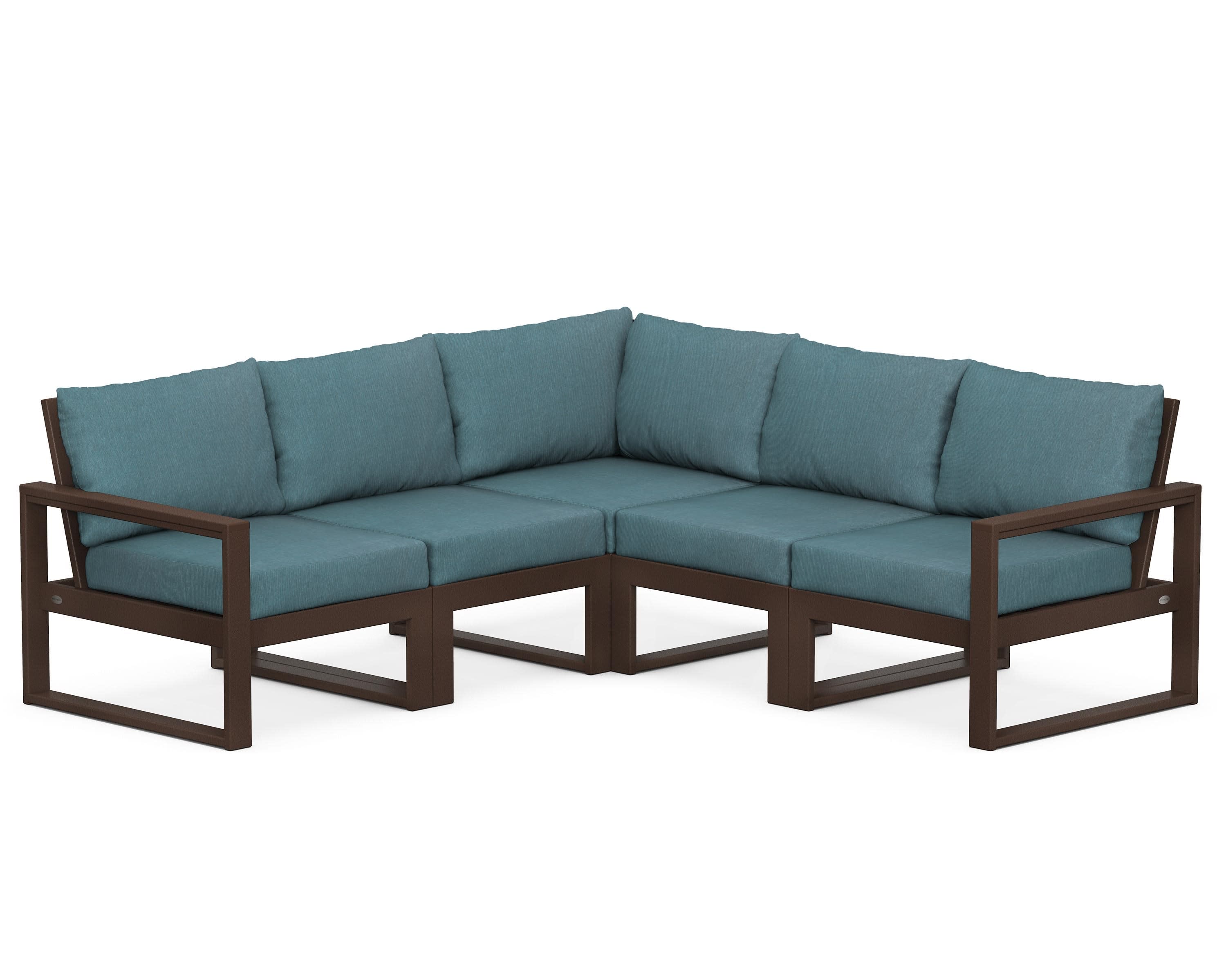 EDGE 5-Piece Modular Deep Seating Set in Mahogany / Ocean Teal