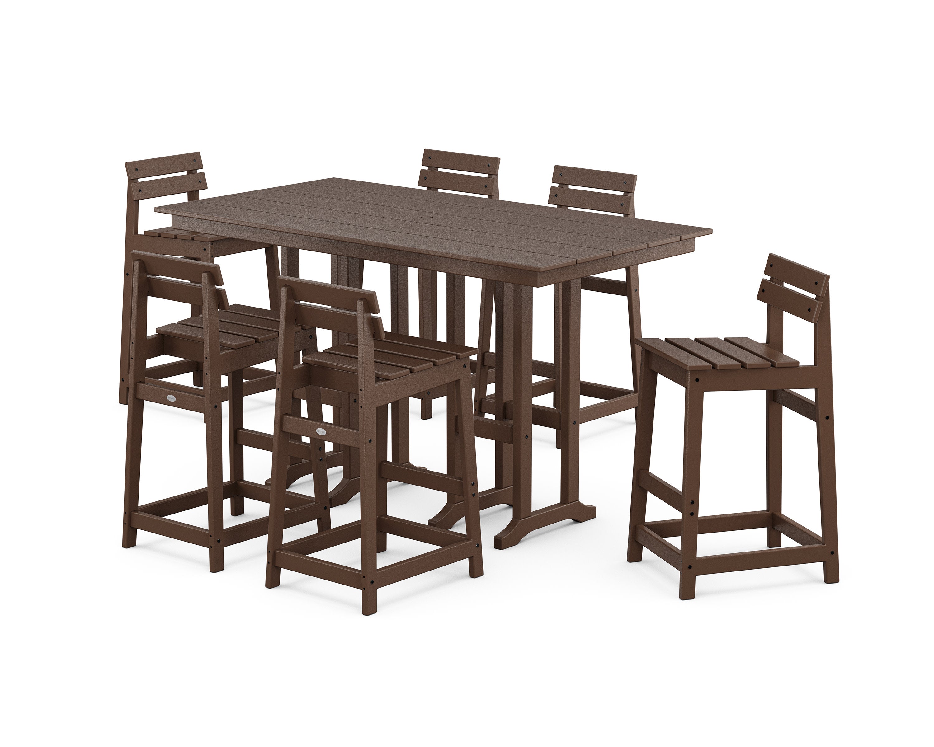 Modern Studio Plaza Lowback Bar Chair 7-Piece Set in Mahogany