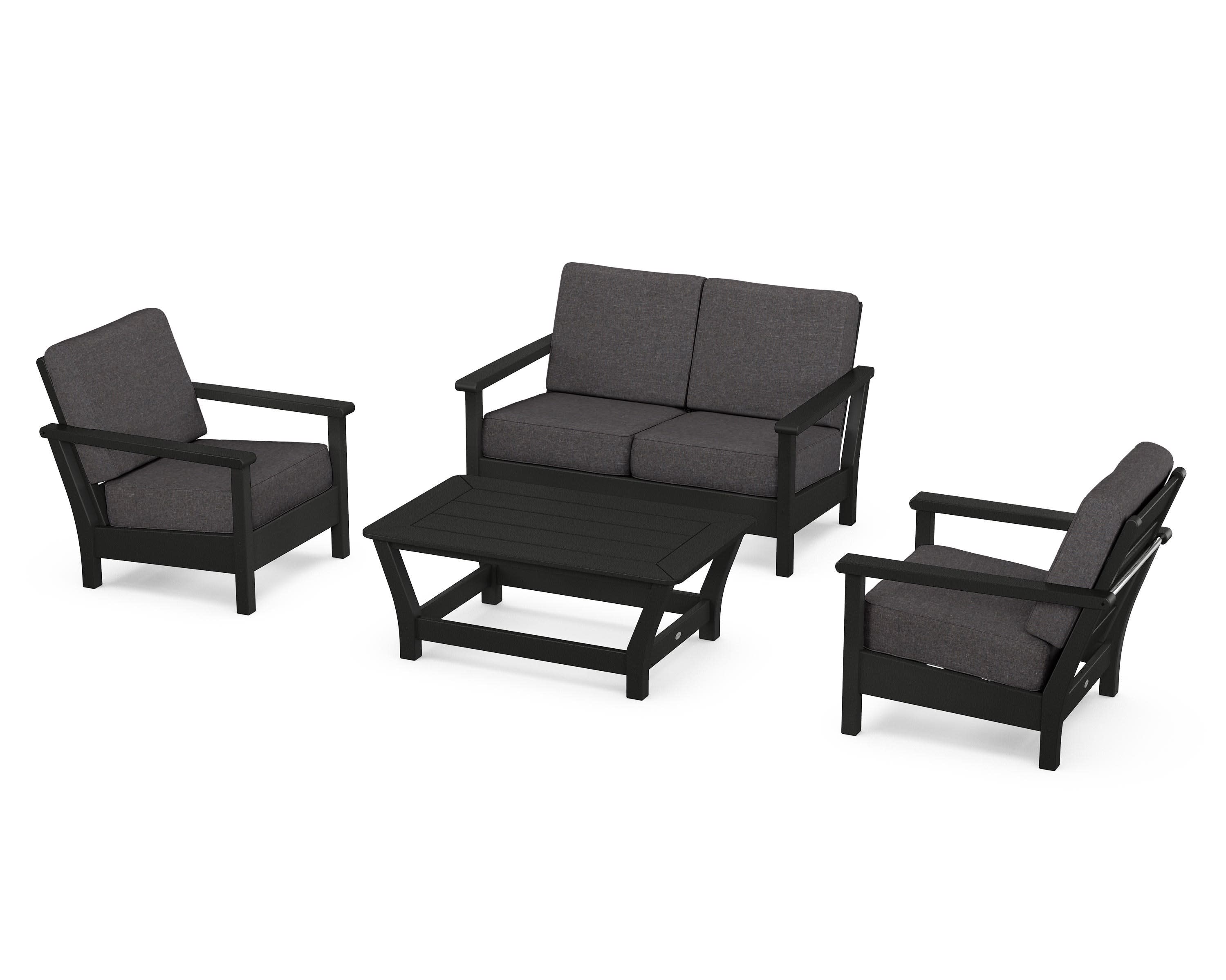 Harbour 4-Piece Deep Seating Set in Black / Ash Charcoal