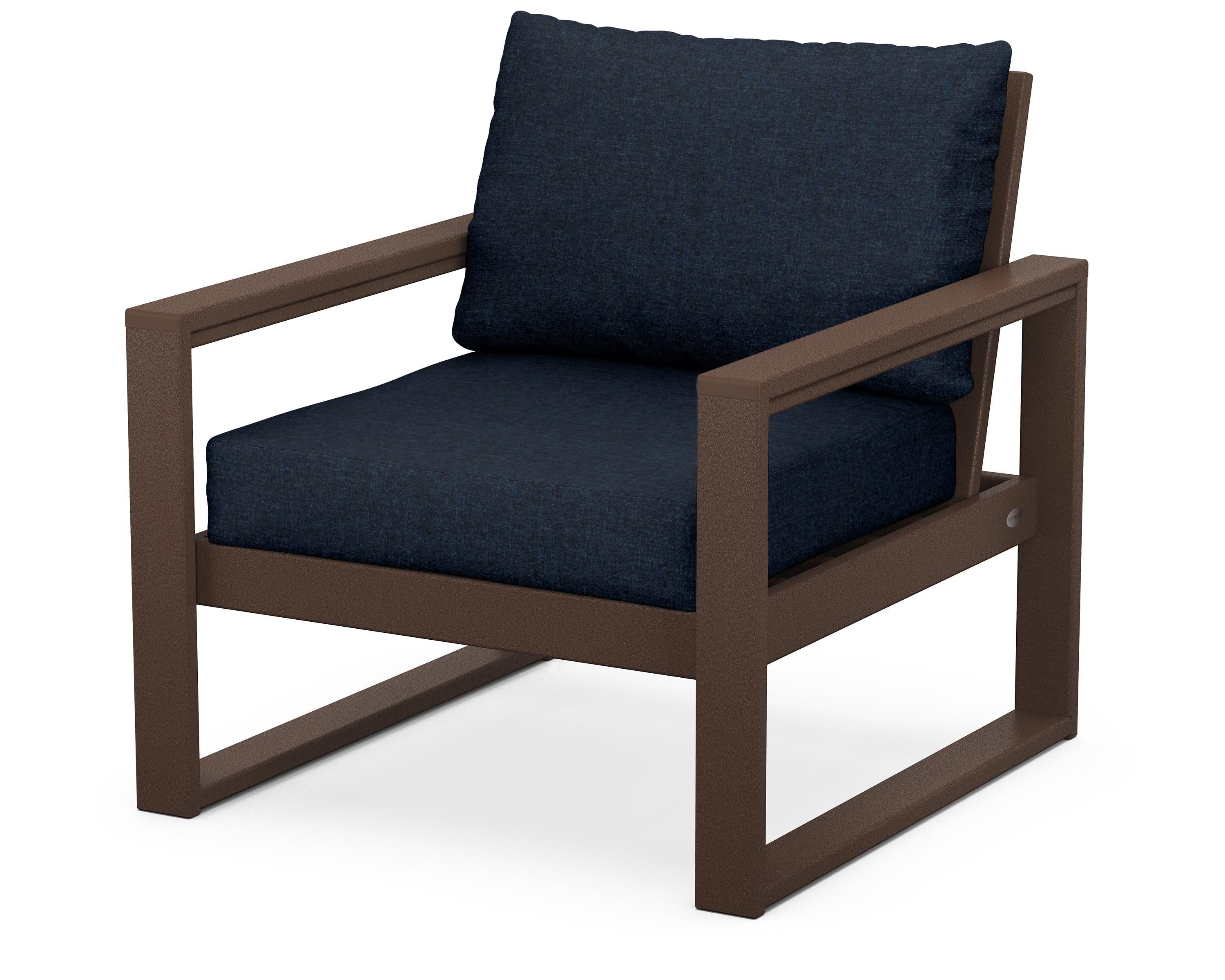 EDGE Club Chair in Mahogany / Marine Indigo