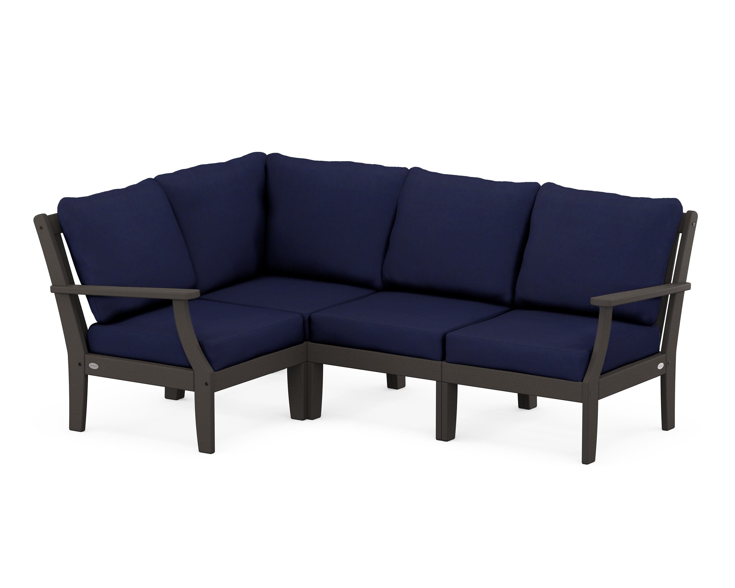 Braxton Modular 4-Piece Deep Seating Set in Vintage Coffee / Navy
