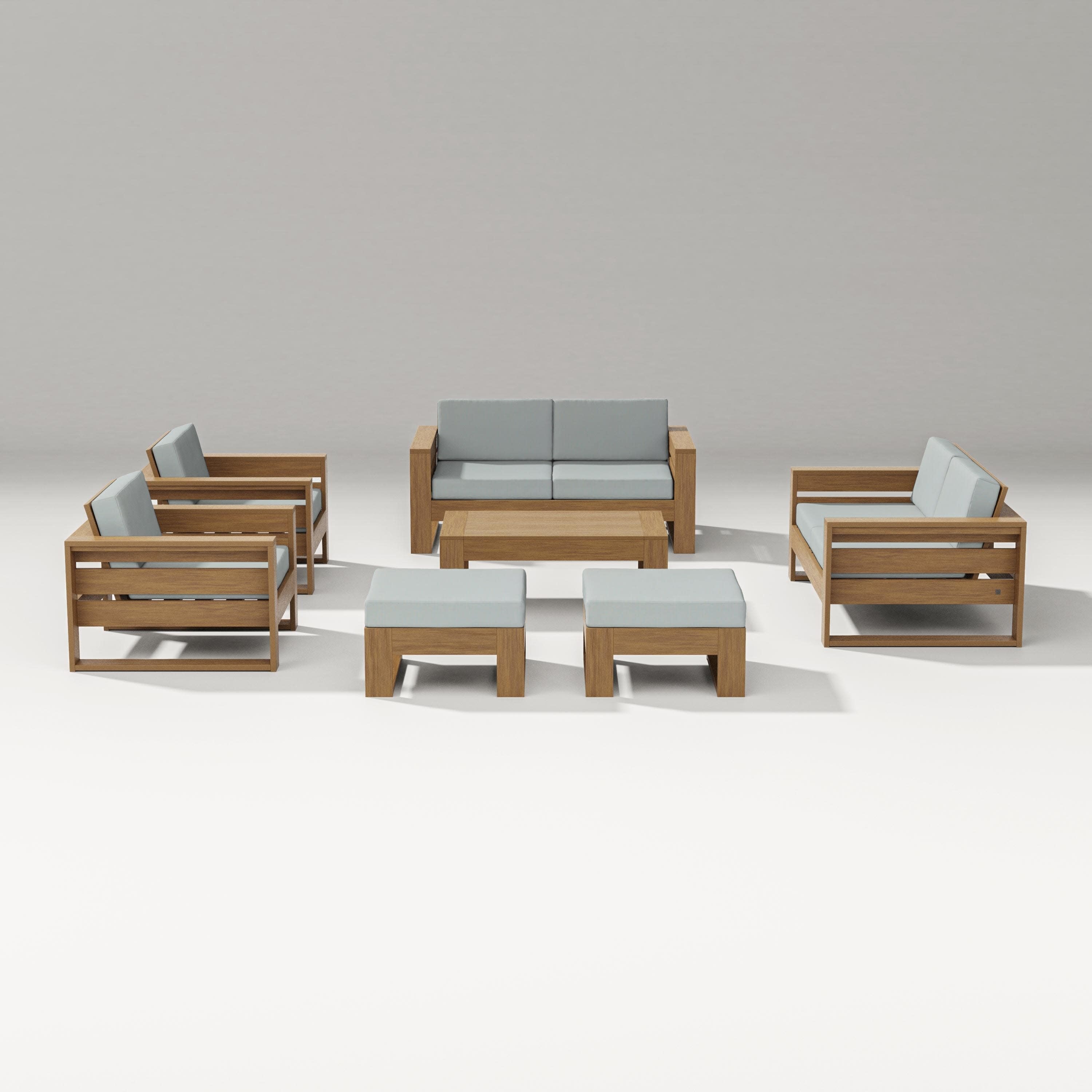 Latitude 7-Piece Lounge Loveseat Set in Natural / Spa