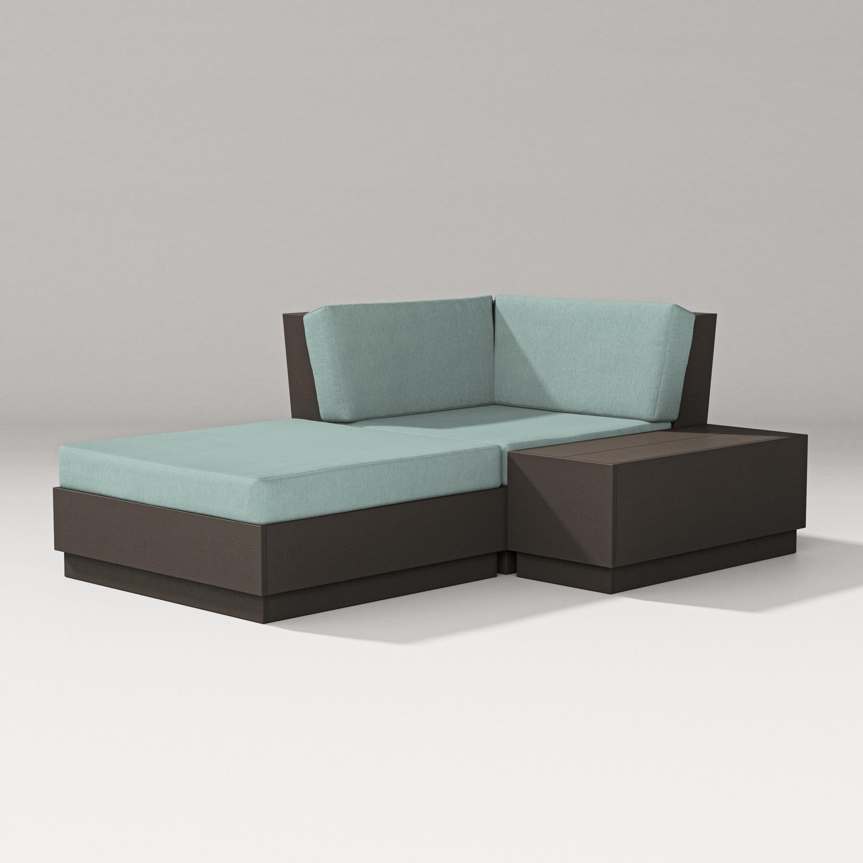 Elevate Corner Chaise in Vintage Coffee / Glacier Spa