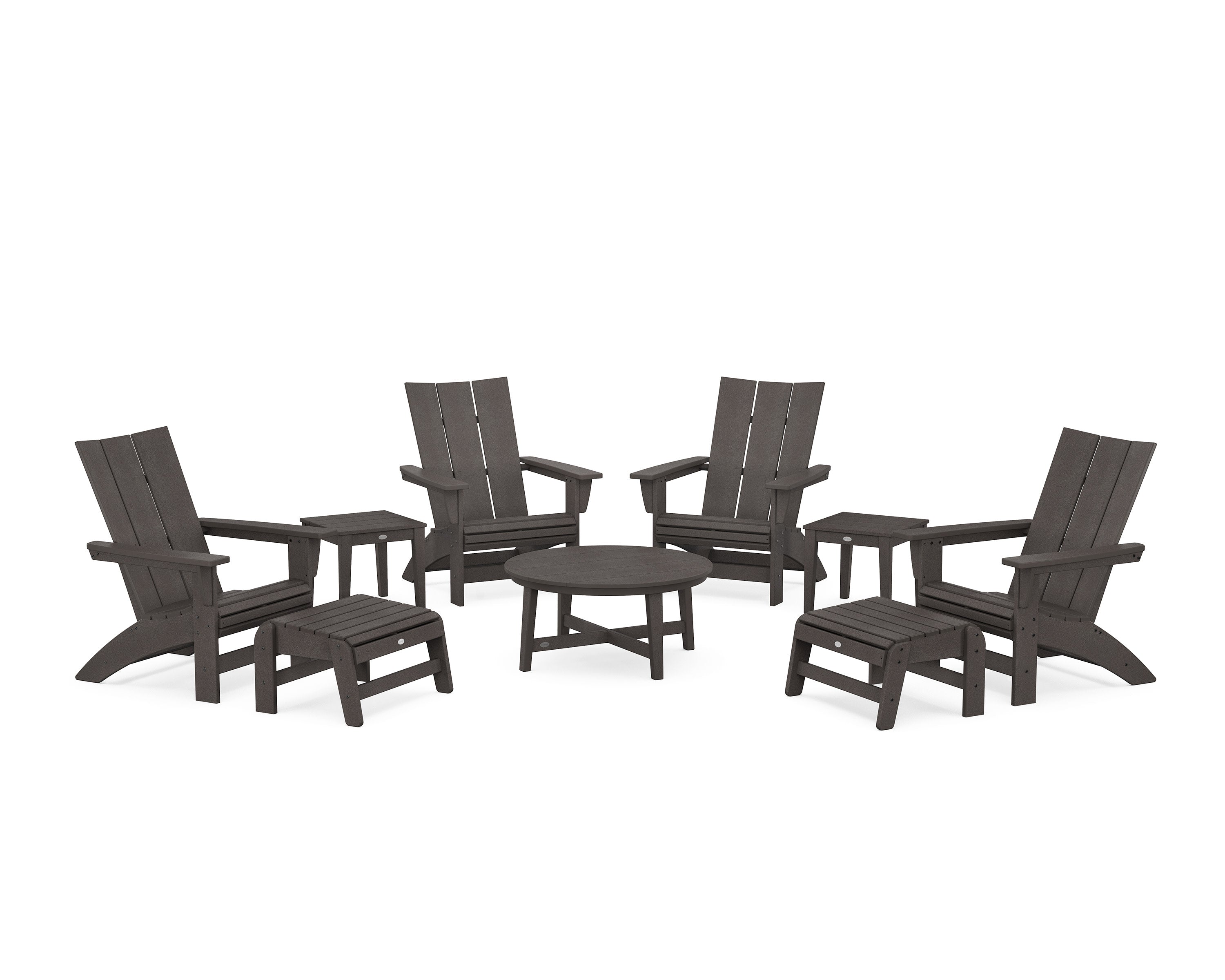 Modern Grand Adirondack 9-Piece Conversation Set in Vintage Coffee