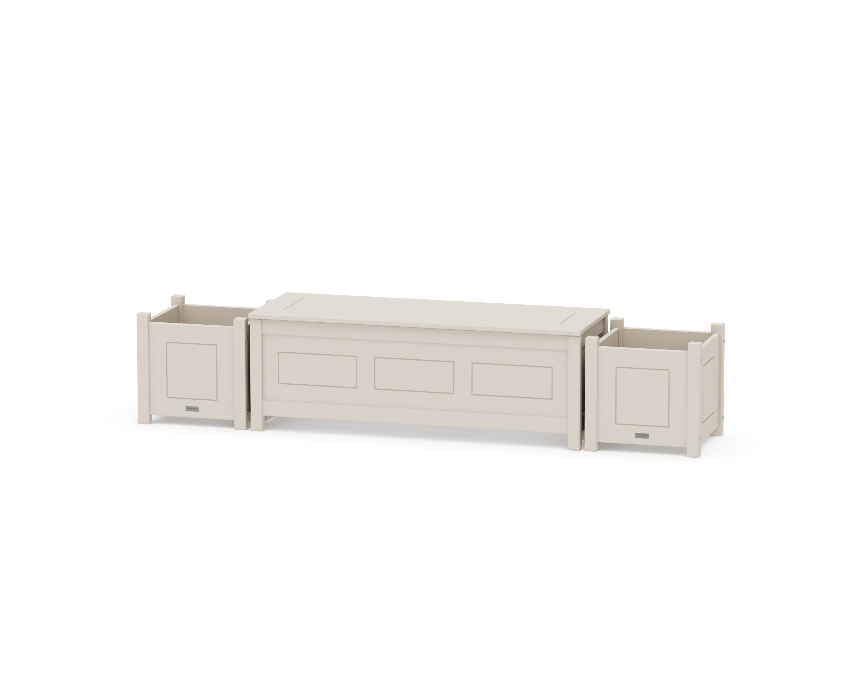 48" Country Living Straight Planter Storage Bench Set in Sand