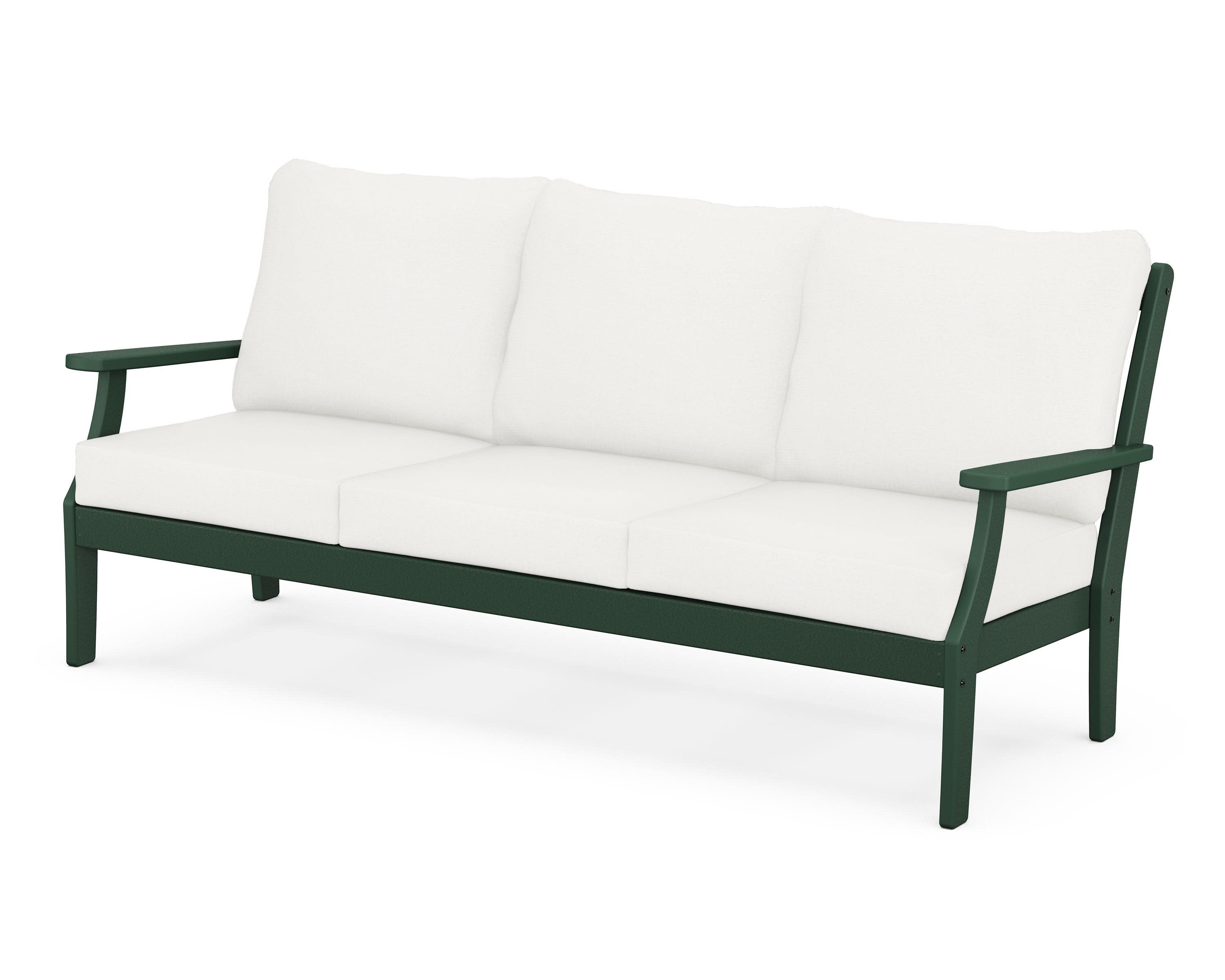 Braxton Deep Seating Sofa in Green / Natural Linen