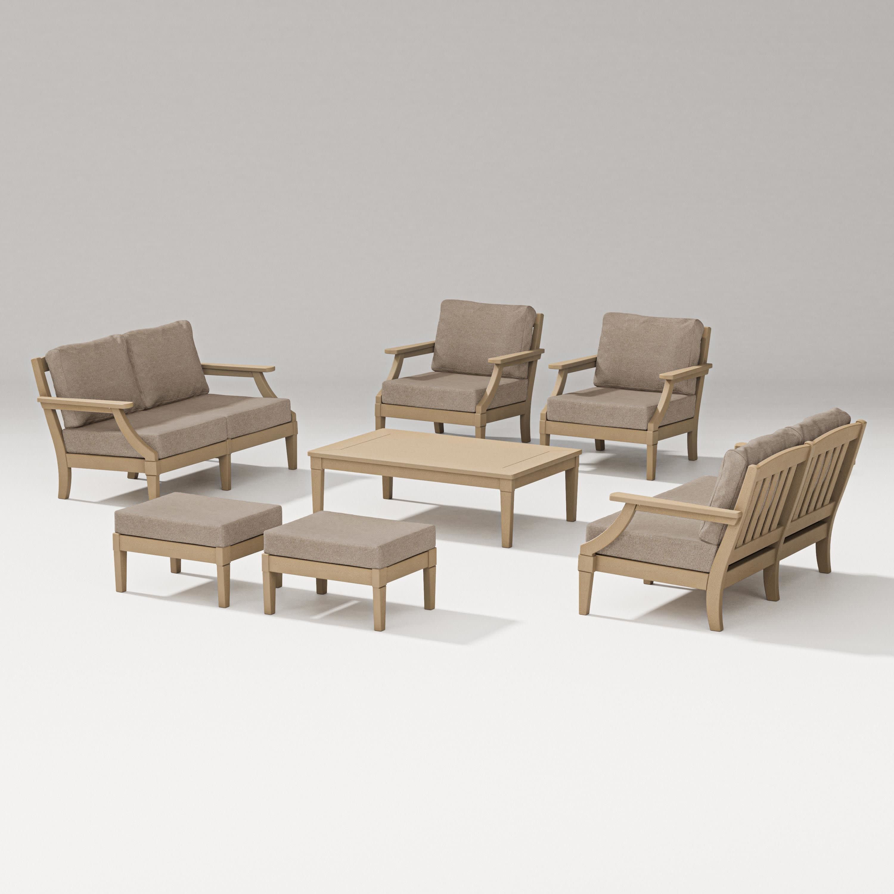 Estate 7-Piece Lounge Loveseat Set in Vintage Sahara / Spiced Burlap