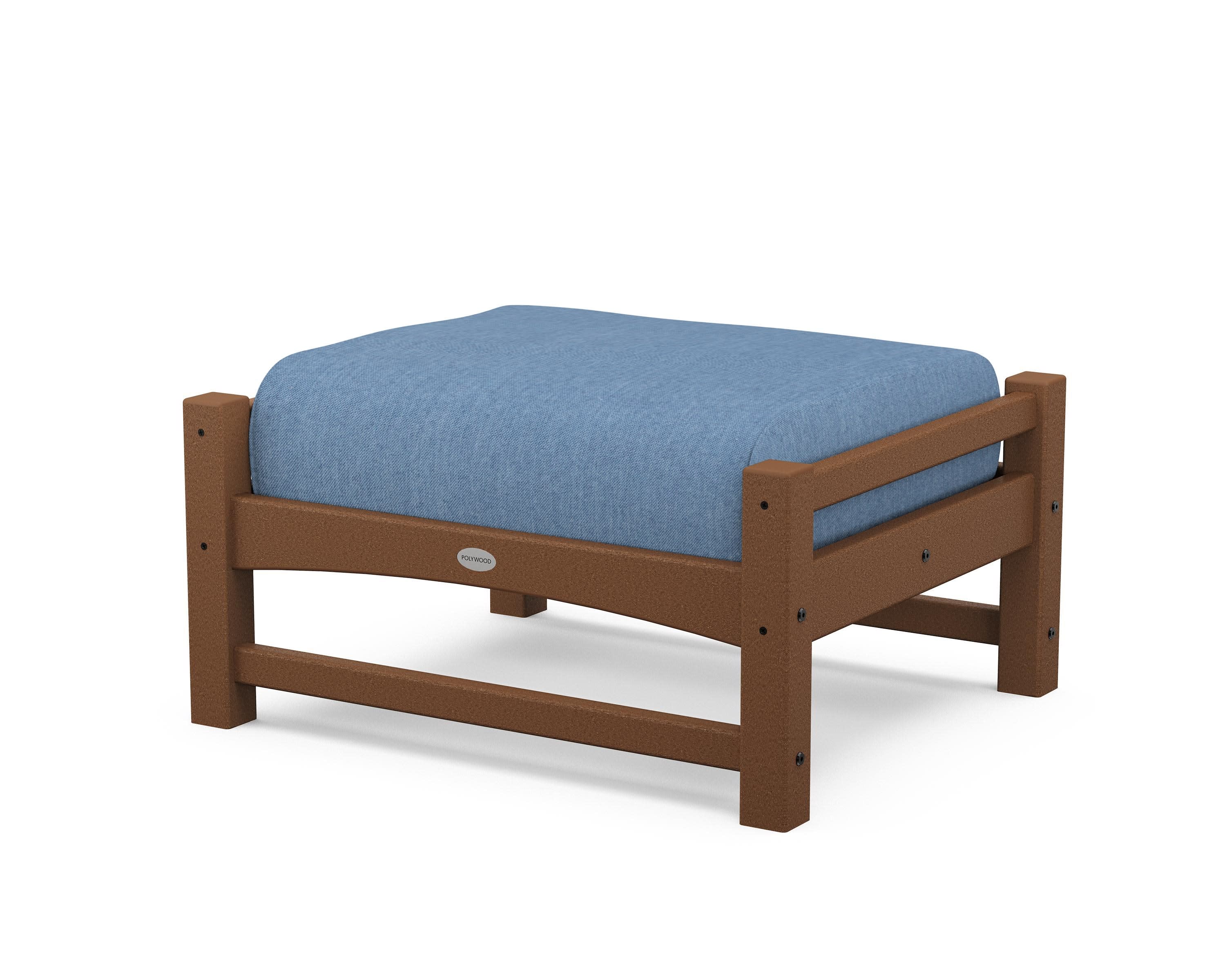 Club Ottoman in Teak / Sky Blue
