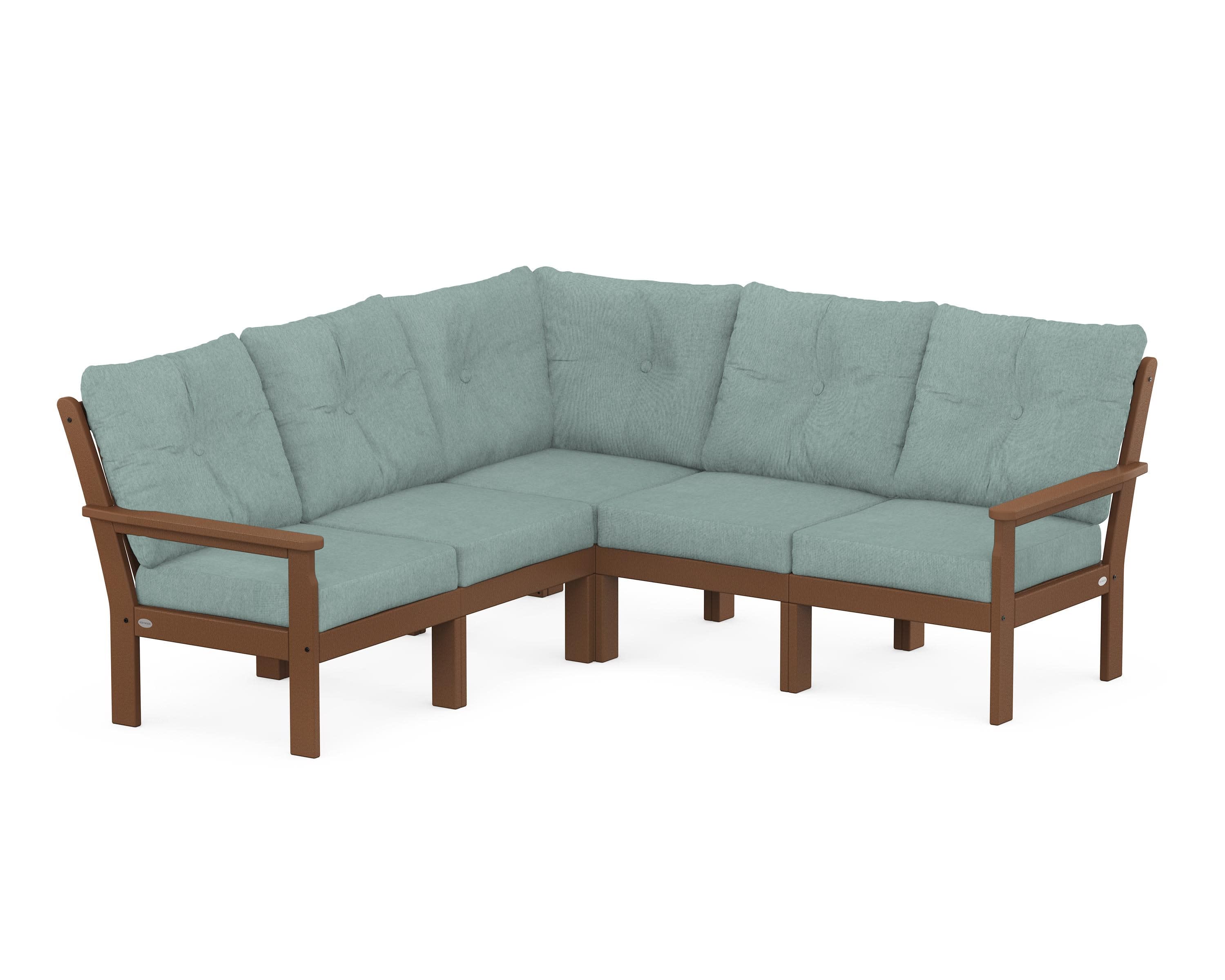 Vineyard 5-Piece Sectional in Teak / Glacier Spa